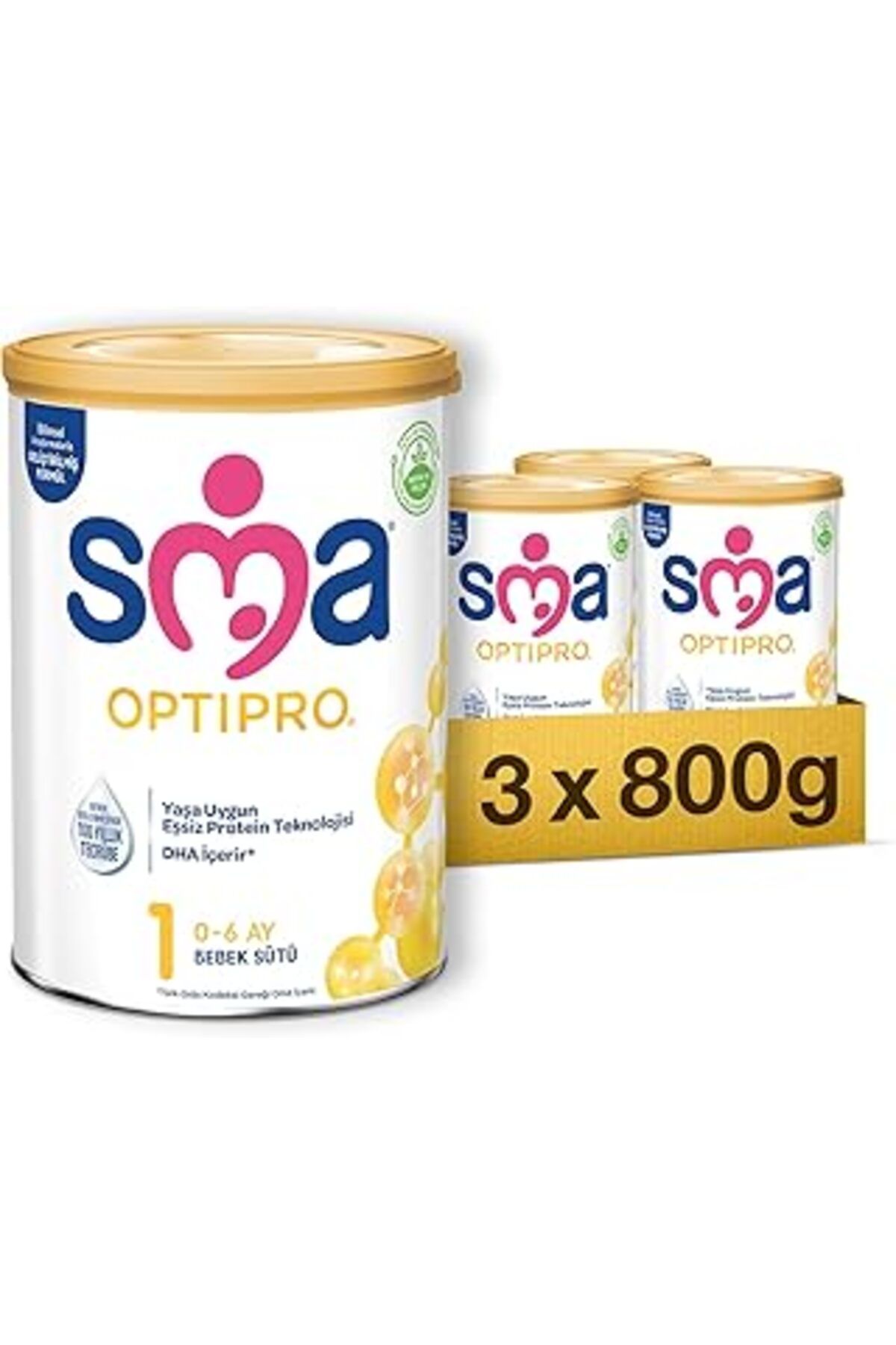 Qedii Sma Optipro 1 Bebek Sütü (0-6 Ay, 800 G X 3 Adet)