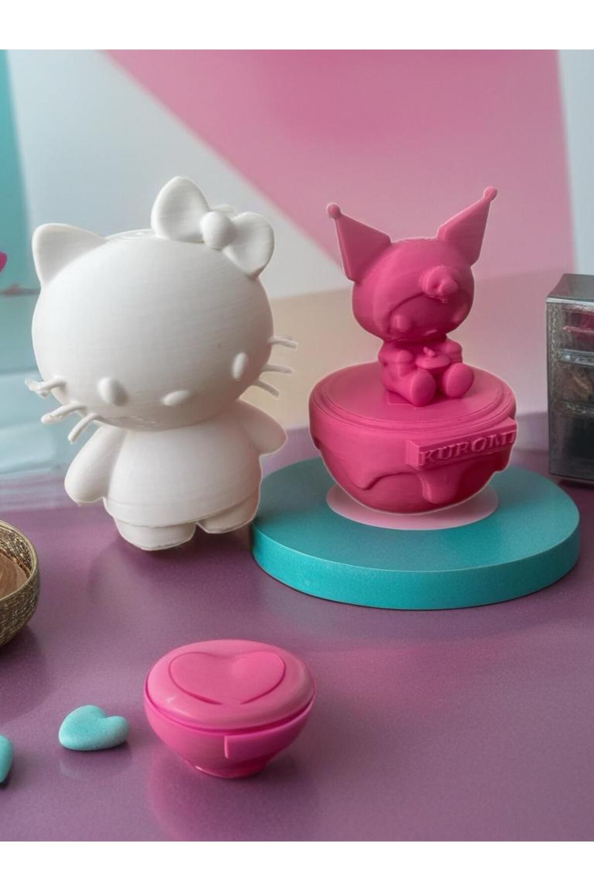 3D Hello Kitty ve Kuromi 2 li Figür Set
