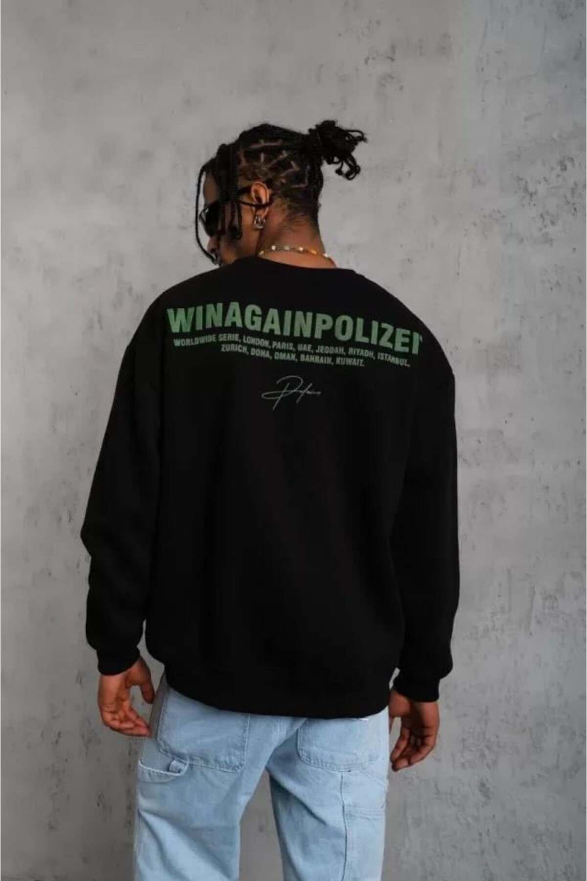 modamtn Erkek Baskılı Sweat - Siyah