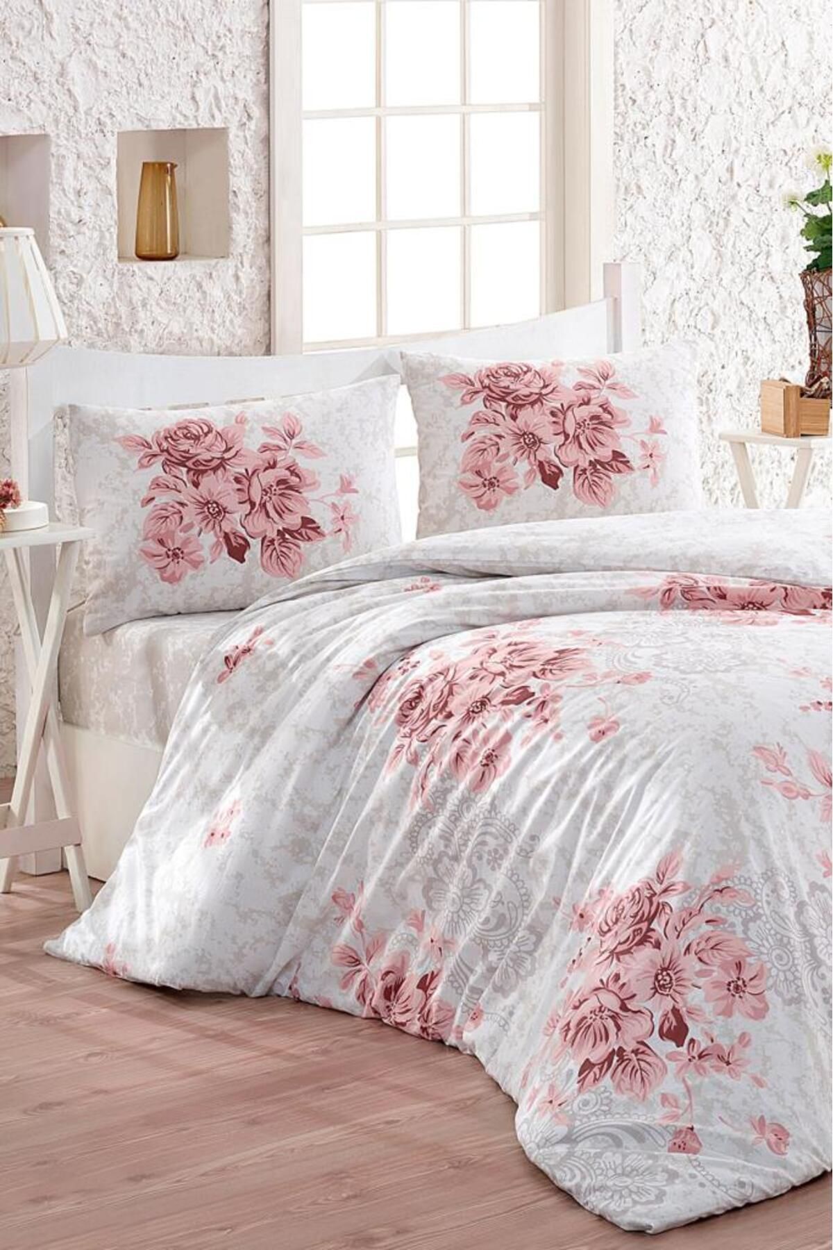 Çeyiz Diyarı Kristal Henna Light Collection Çift Kişilik Nevresim Takımı Pudra