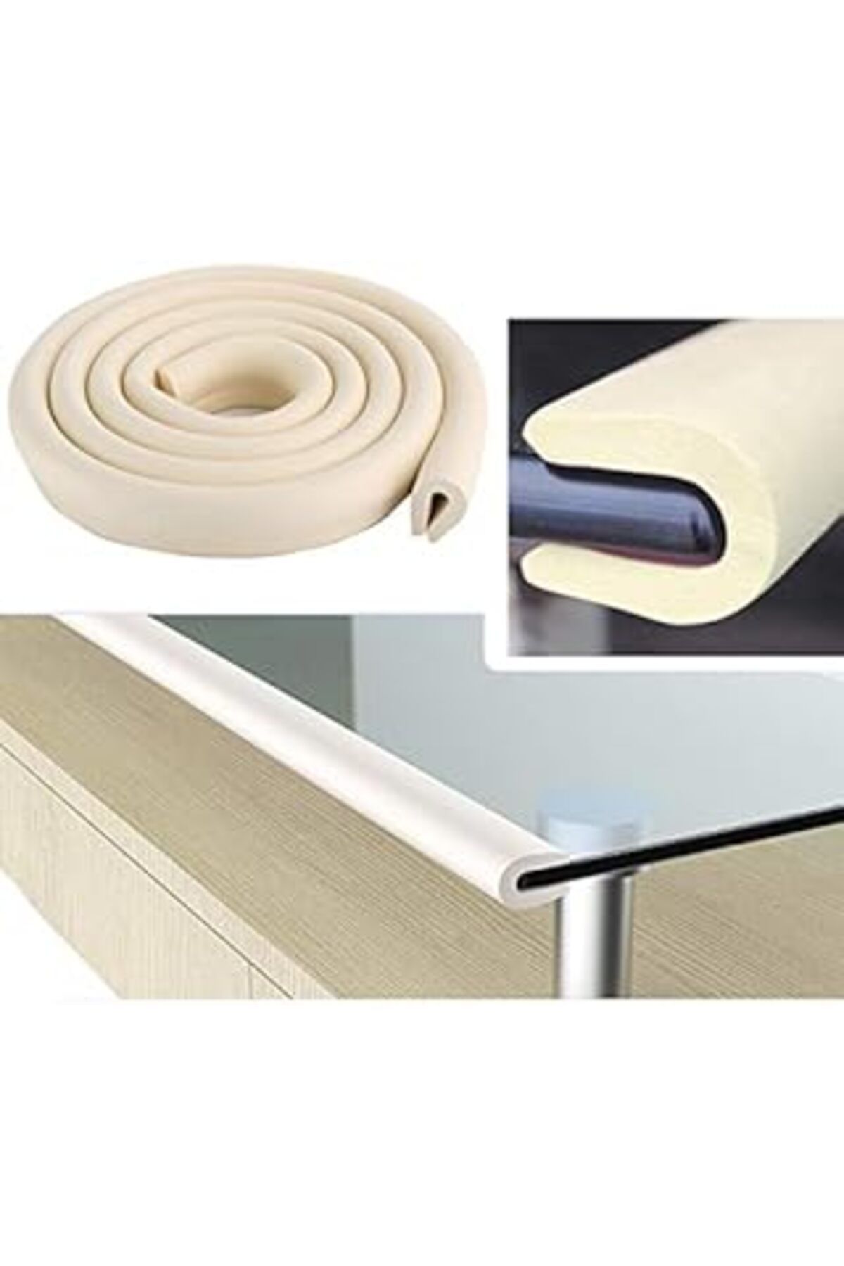 TBSProjects Agubugu Baby– U Tipi Kauçuk Kenar Koruyucu 2 Metre - Krem