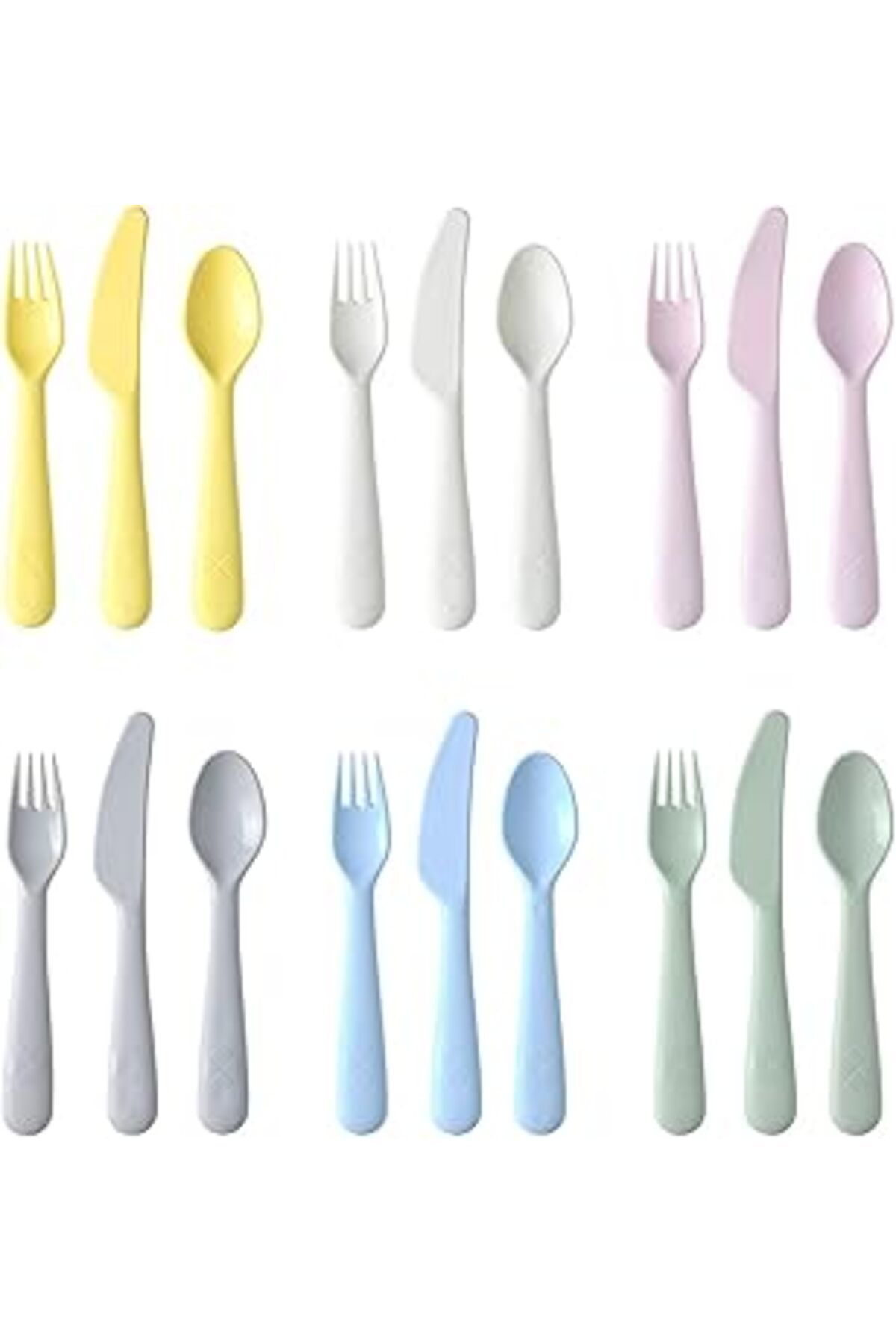 Qedii Kalas Bebek/Bebek 18 Parça Çatal Kaşık Seti, Pastel Çok Renkli, Bpa Içermez