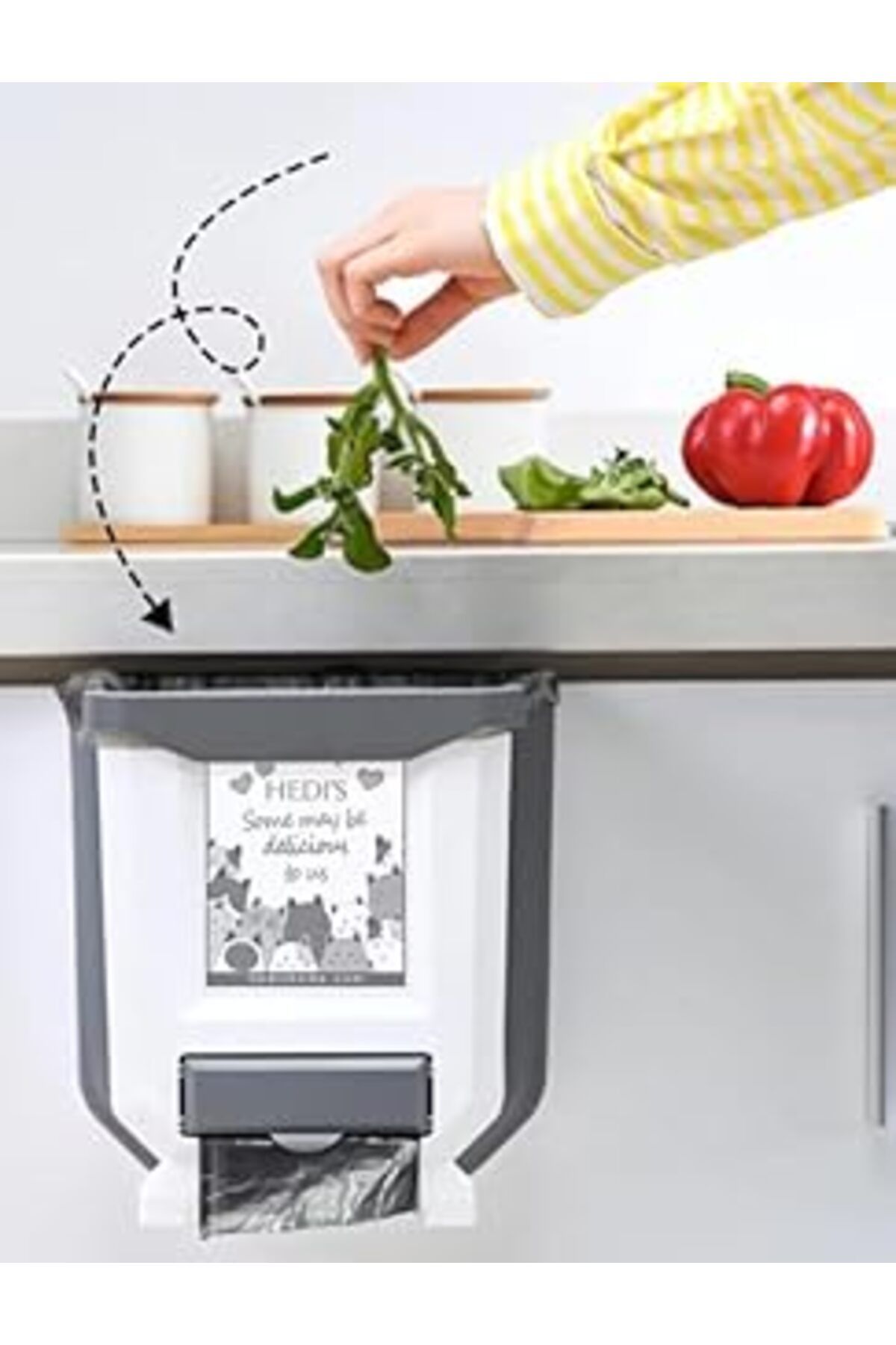 TBSProjects Hedis Pratik Katlanabilir Mutfak Çöp Kovası, 7Lt (Beyaz)