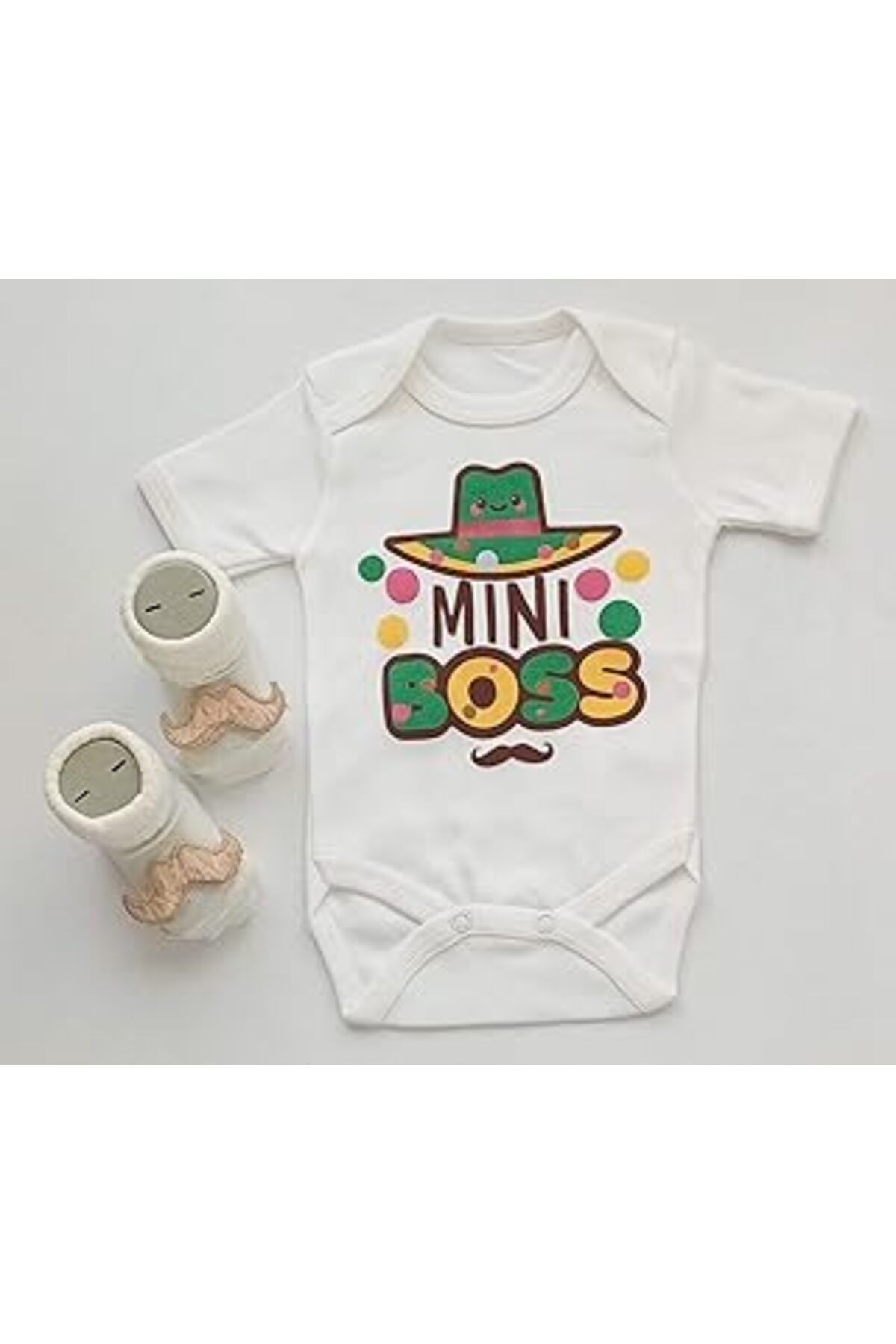 Qedii Hoşgeldin Bebek, Yenidoğan Erkek Bebek, Mini Boss, Baskılı Badi Hediye Seti