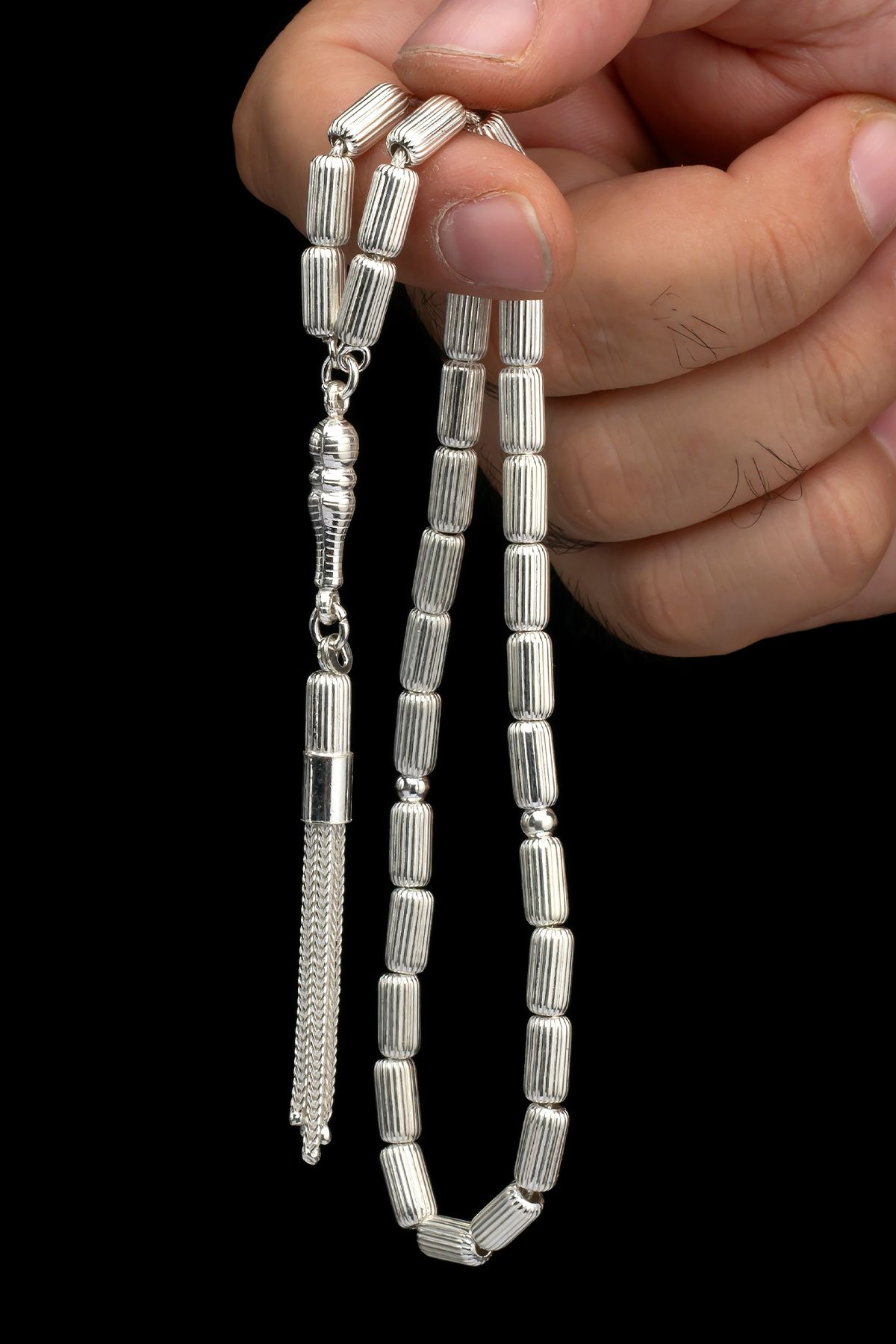 EHİNOS Sertifikalı Gümüş Tespih 5x10mm 22Gr Kapsül Kesim