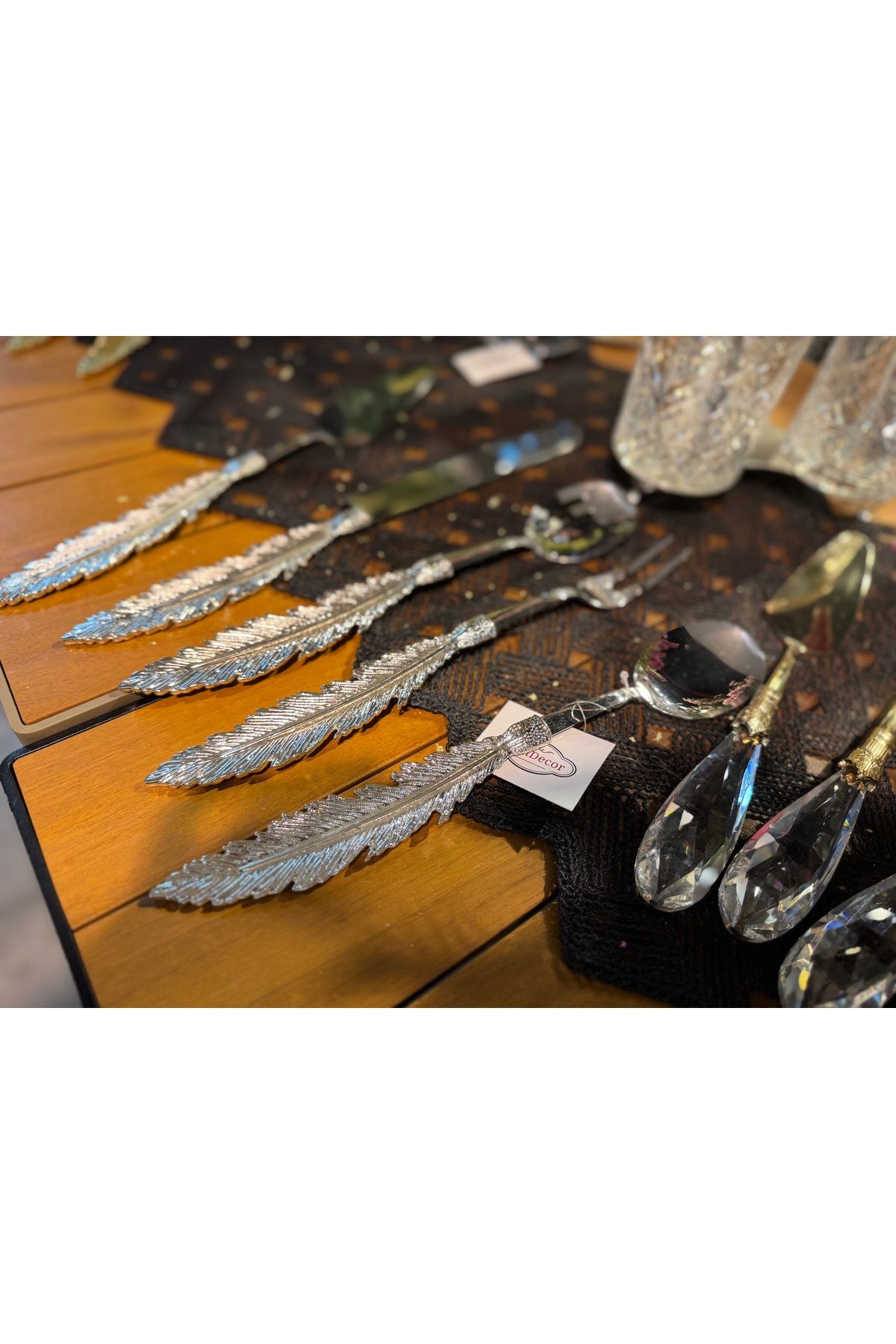 hediye ESTERHOMEDECOR 5’li Tüy model metal servis kaşığı gümüş