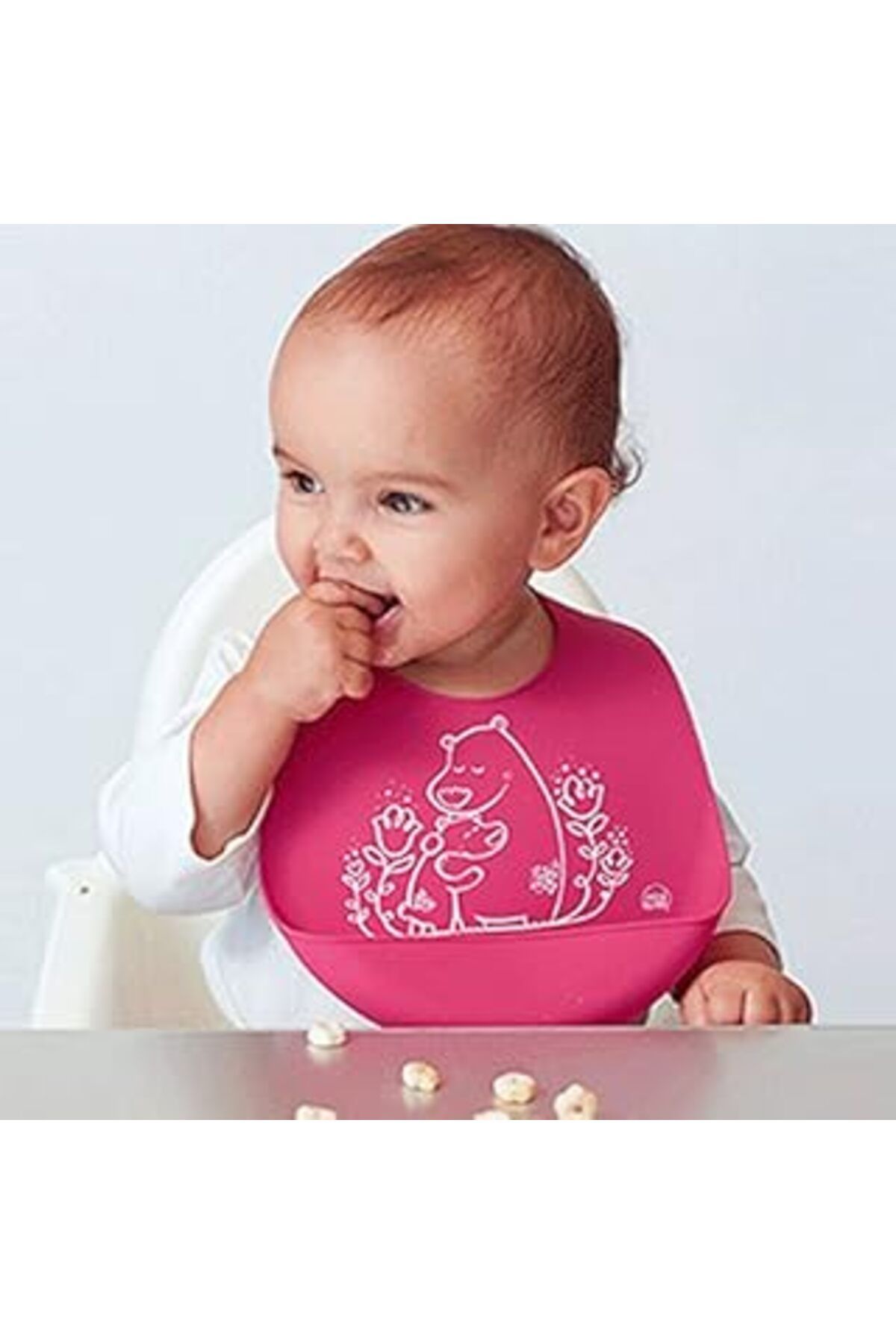 Qedii Agubugu Baby Agu-060 Pembe Silikon Bebek Mama Önlüğü - Pembe, Pembe