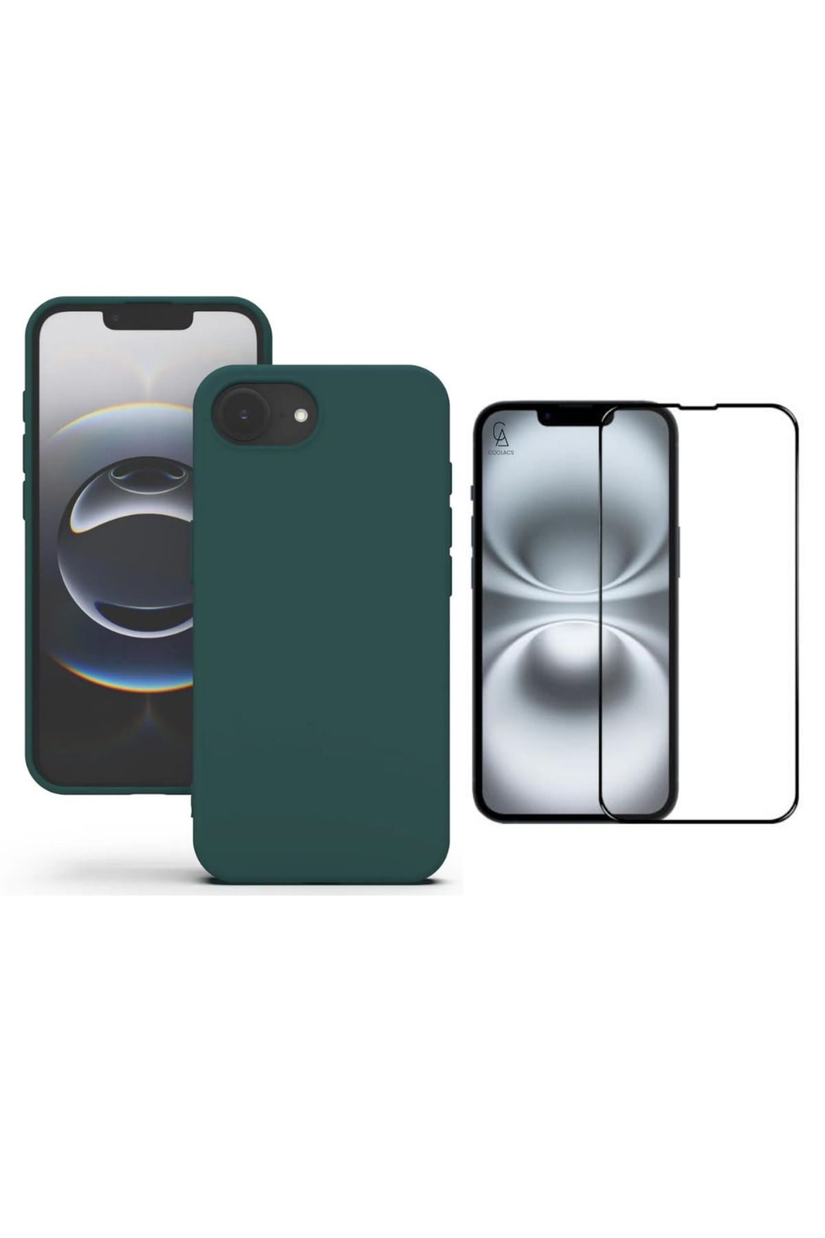 Coolacs Apple iPhone 16E Uyumlu İçi Kadife Lansman Kılıf ve 5D Tam Kaplayan Cam Ekran Koruyucu