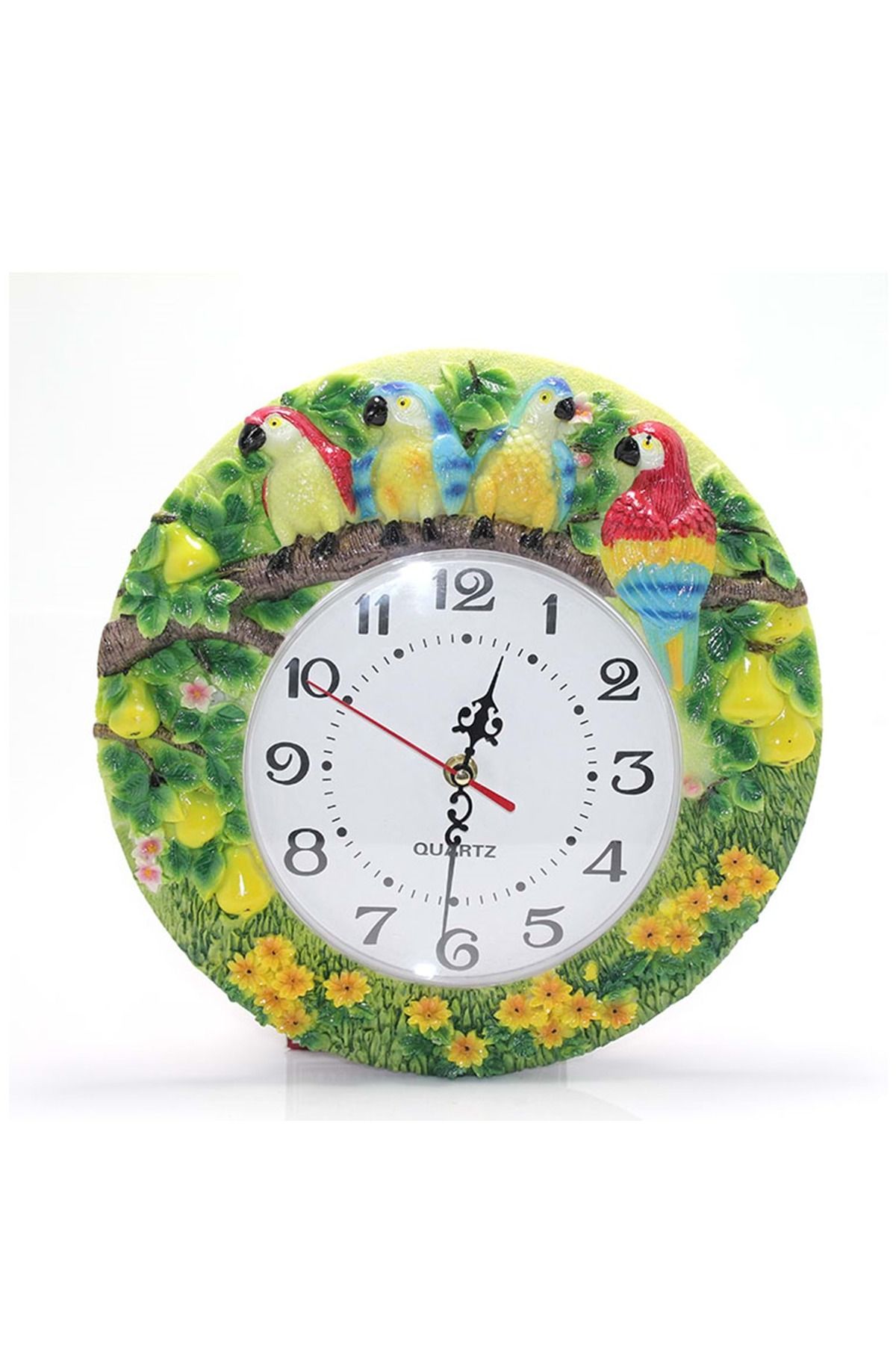 Store Duvara Asmalı Papağanlı Polyester Saat 29 Cm