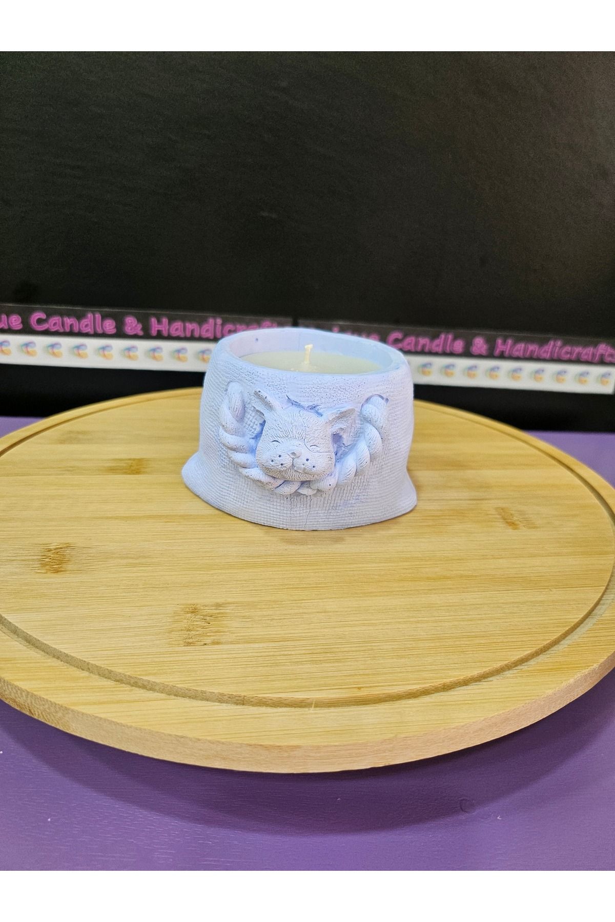 NO BRAND Köpek Desenli Sepet içinde Mum
