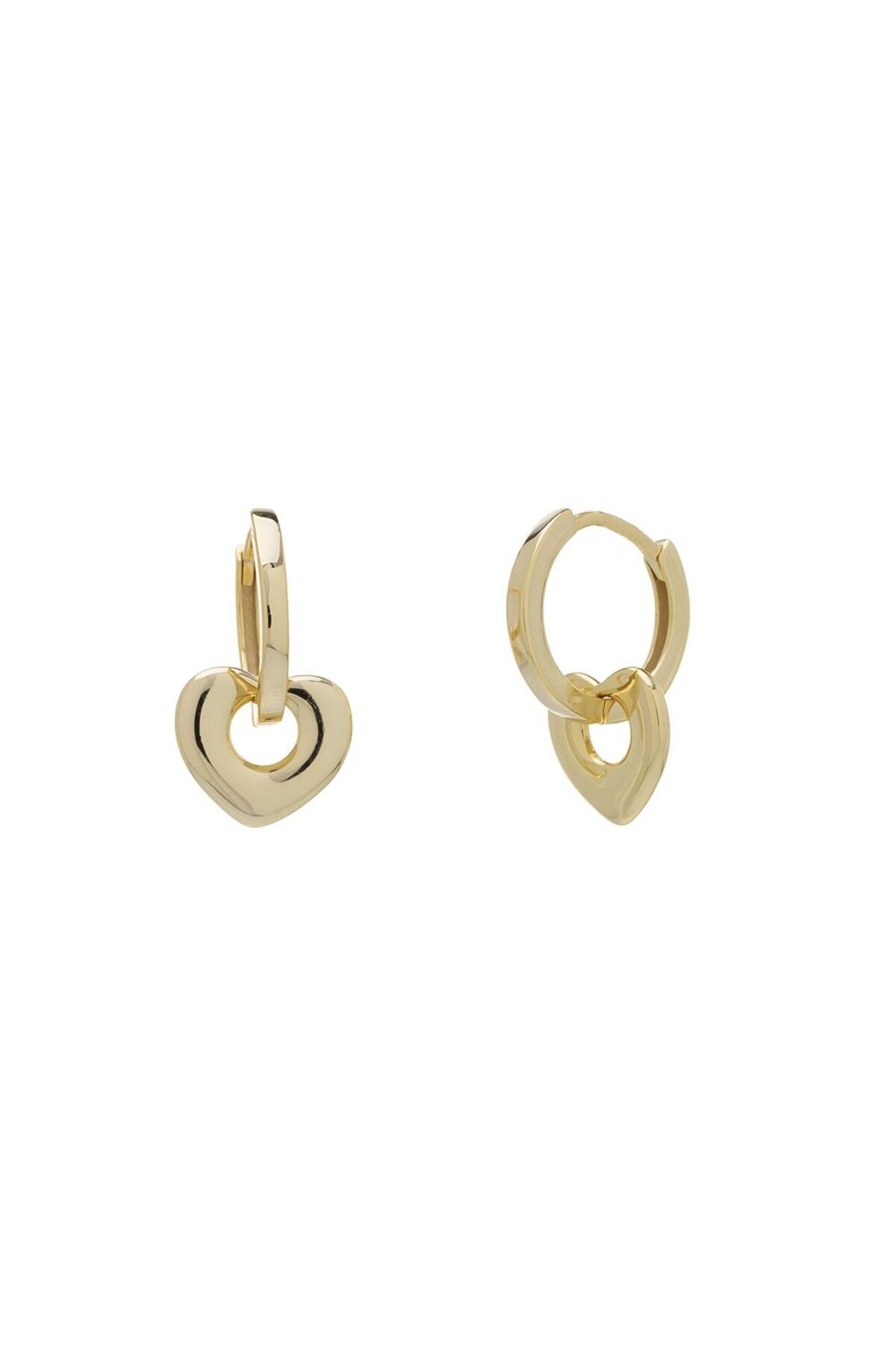 NAGISS Kalp Model-3 Gold Rengi 925 Ayar Gümüş Kadın Küpe