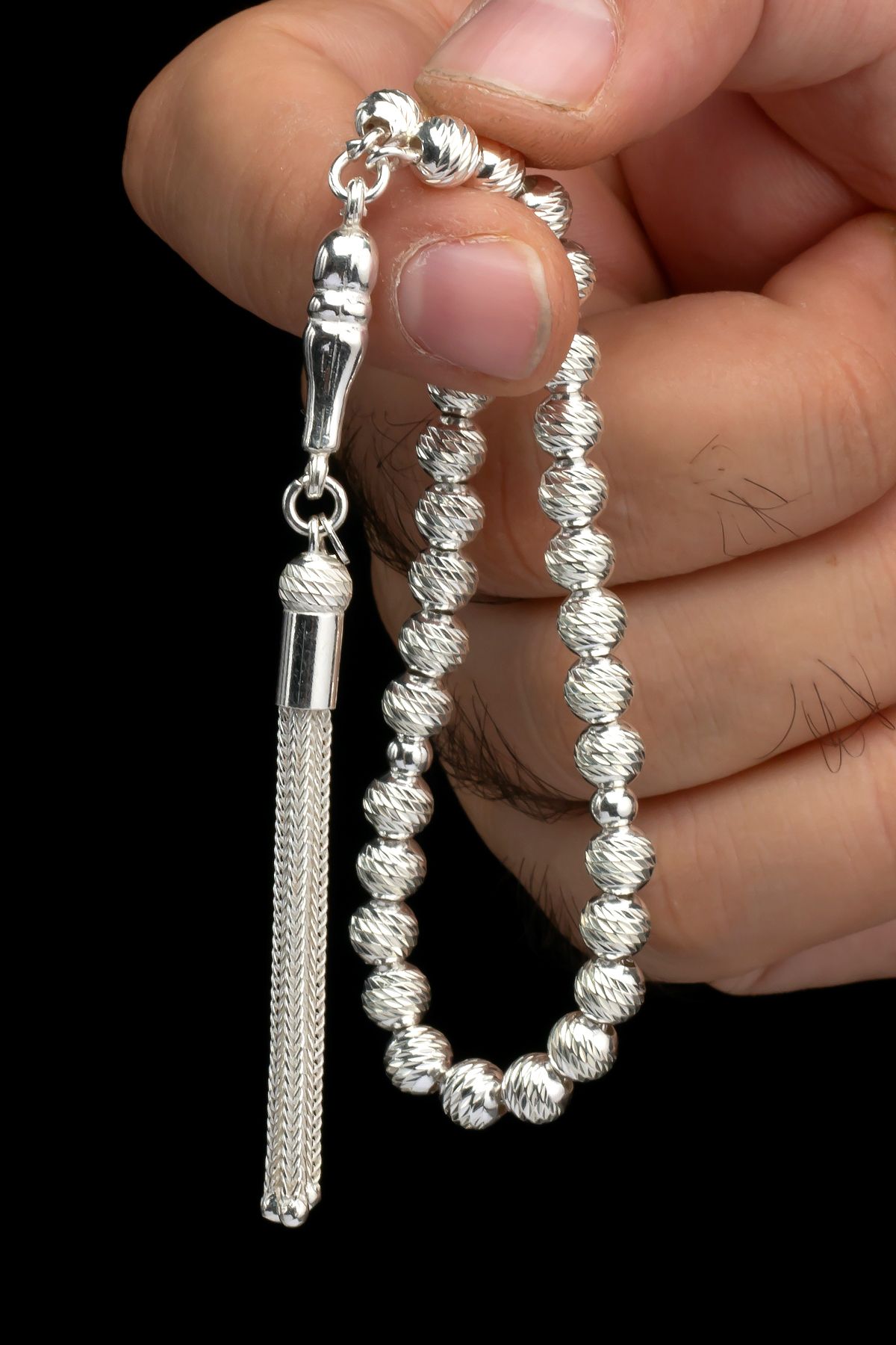 EHİNOS Sertifikalı Erkek Gümüş Tespih 6mm 16Gr Küre Kesim