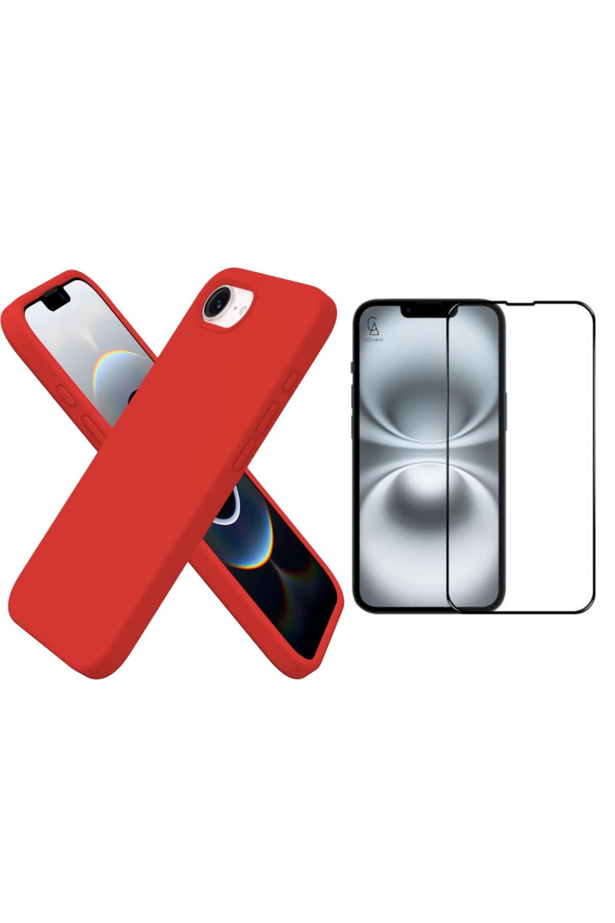 Coolacs Apple iPhone 16E Uyumlu İçi Kadife Lansman Kılıf ve 5D Tam Kaplayan Cam Ekran Koruyucu