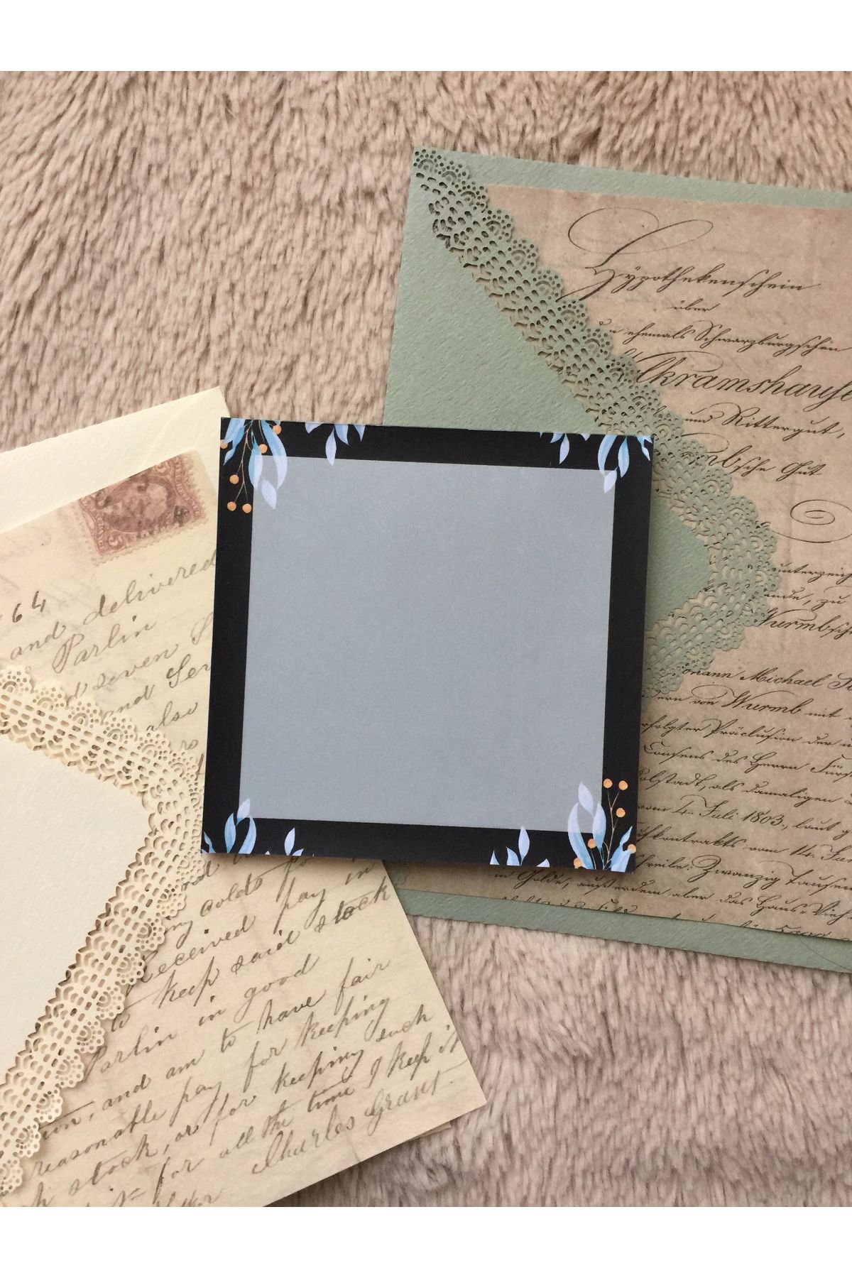 LaCerdaDesign 9x9cm Pembe Çiçekli Notepad, Memopad, Not Defteri