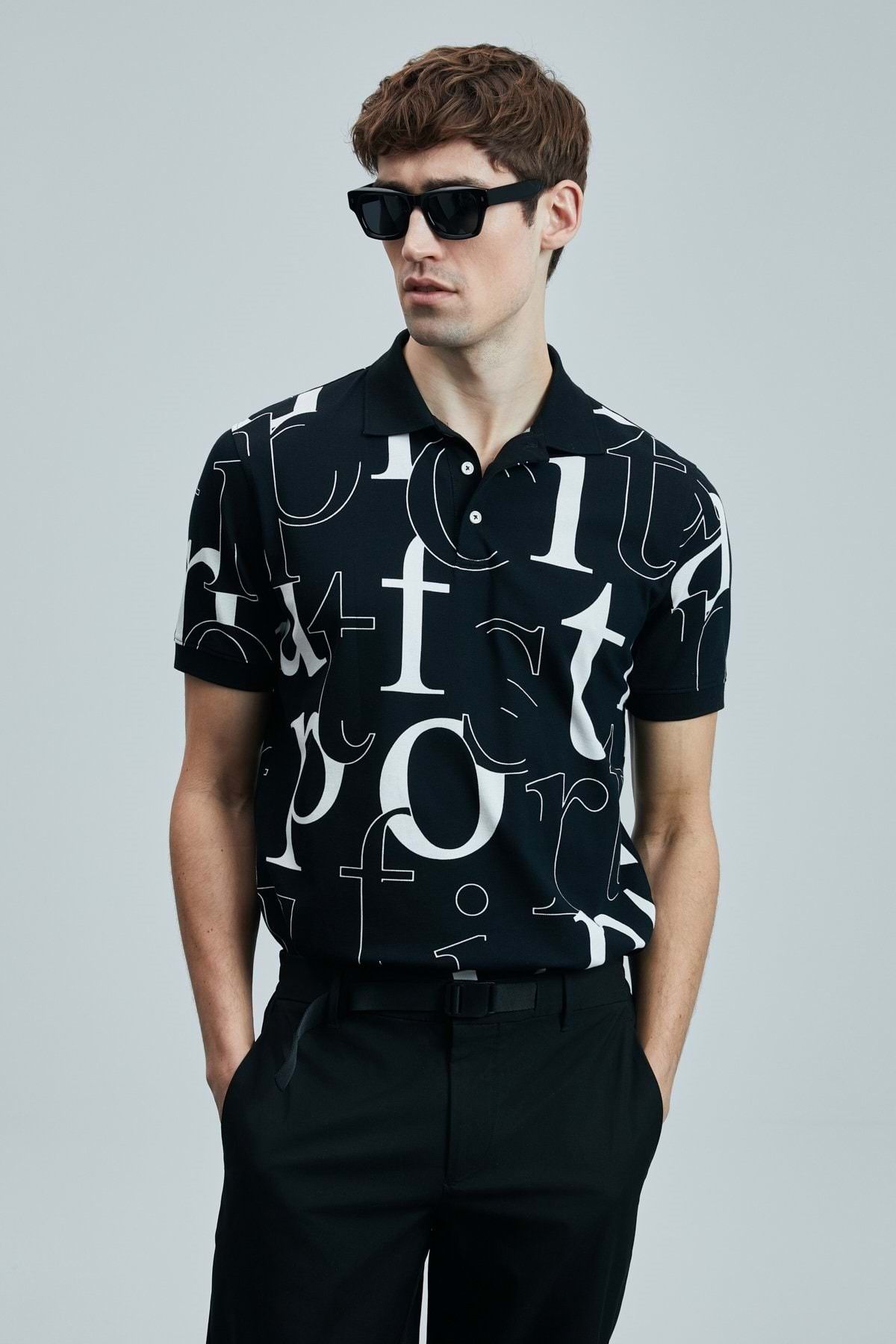 Kocamanlar Ayakkabı Lufian 111040219 Dıamond Smart Erkek Polo Tişört Erkek T-Shirt SİYAH