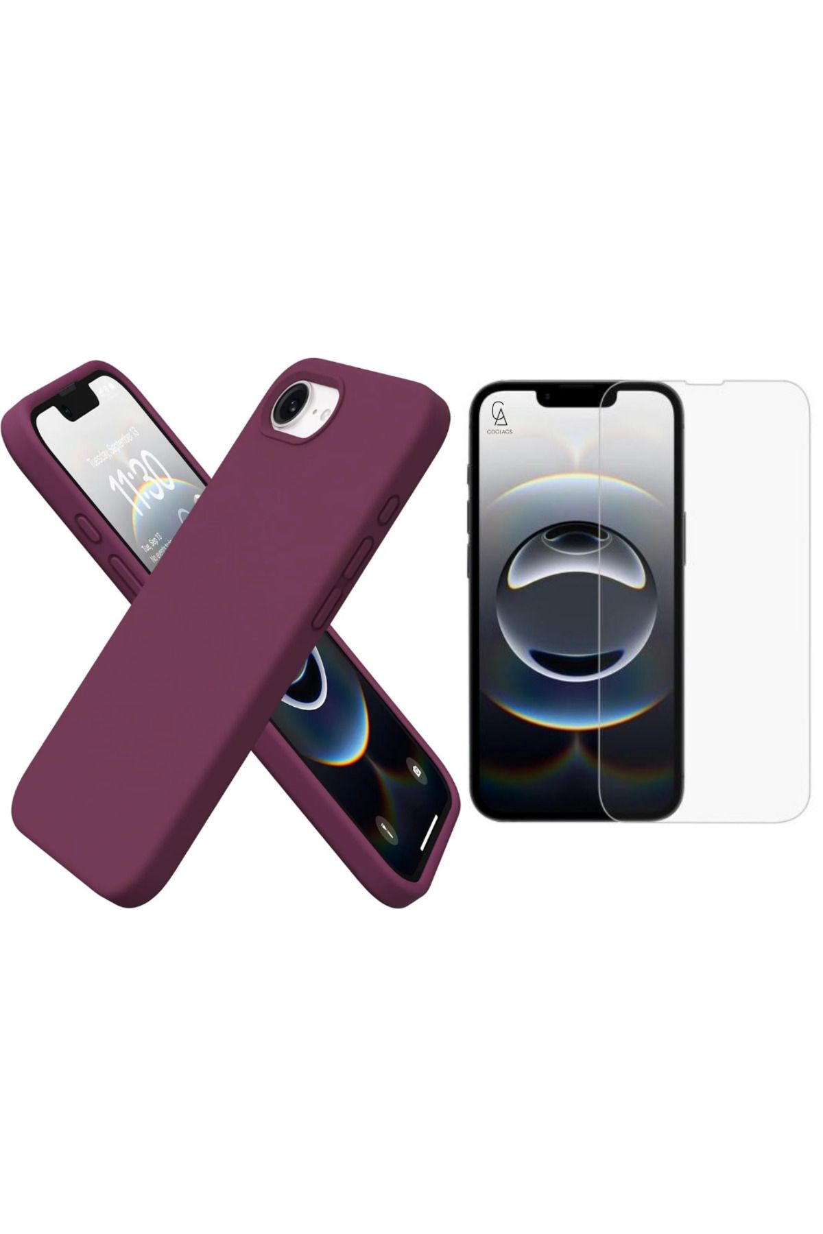 Coolacs Apple iPhone 16E Uyumlu İçi Kadife Lansman Kılıf ve Temperli Cam Ekran Koruyucu