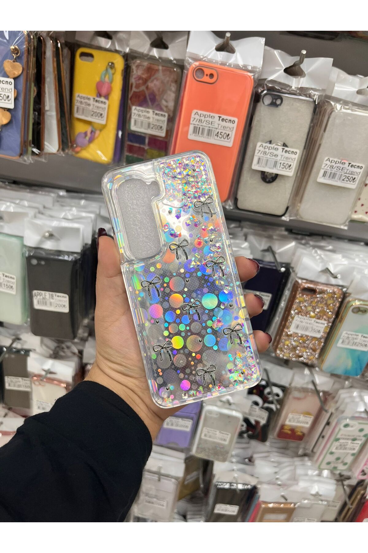 TECNOTREND İnfinix Hot 50 Pro Sulu parıltılı Hologramlı şeffaf silikon kılıf