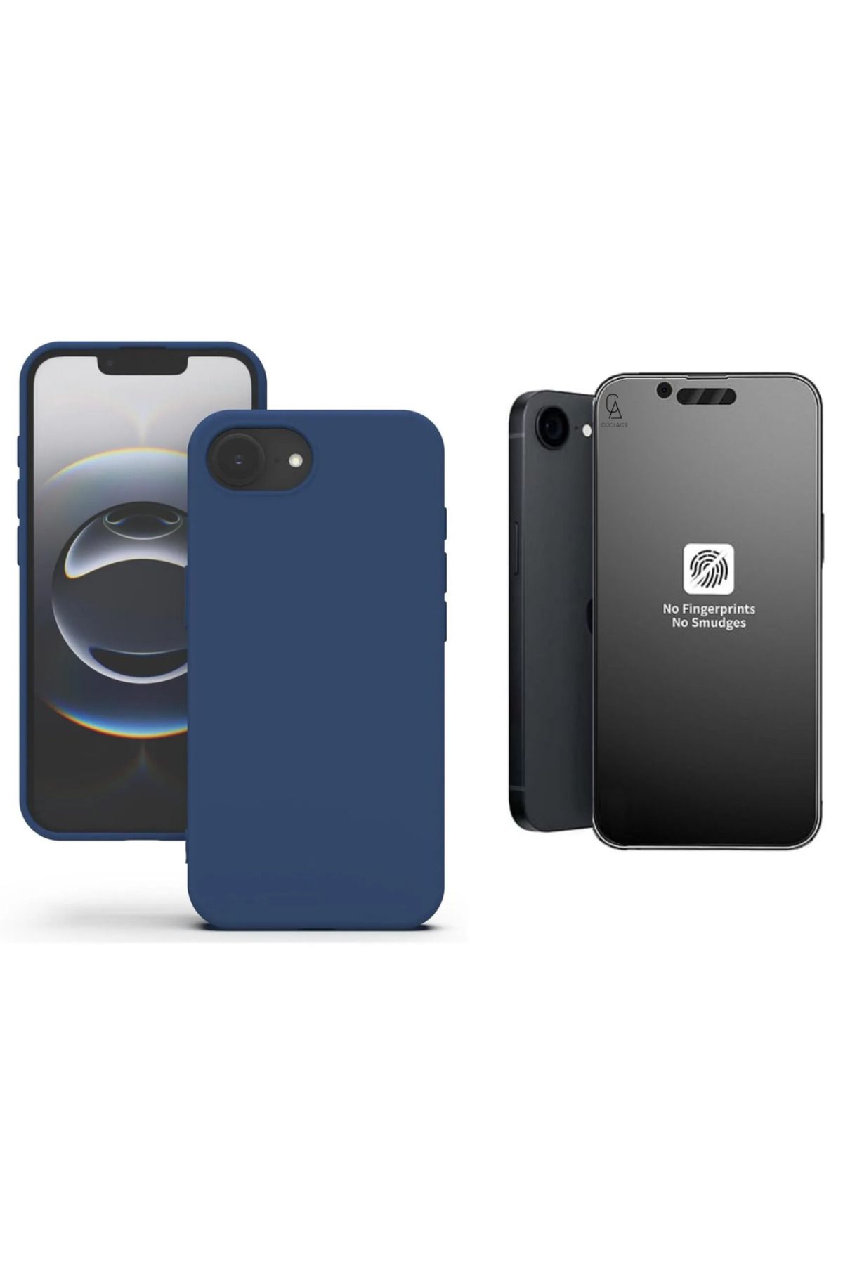 Coolacs Apple iPhone 16E Uyumlu İçi Kadife Lansman Kılıf ve Mat Seramik Tam Kaplayan Cam Ekran Koruyucu