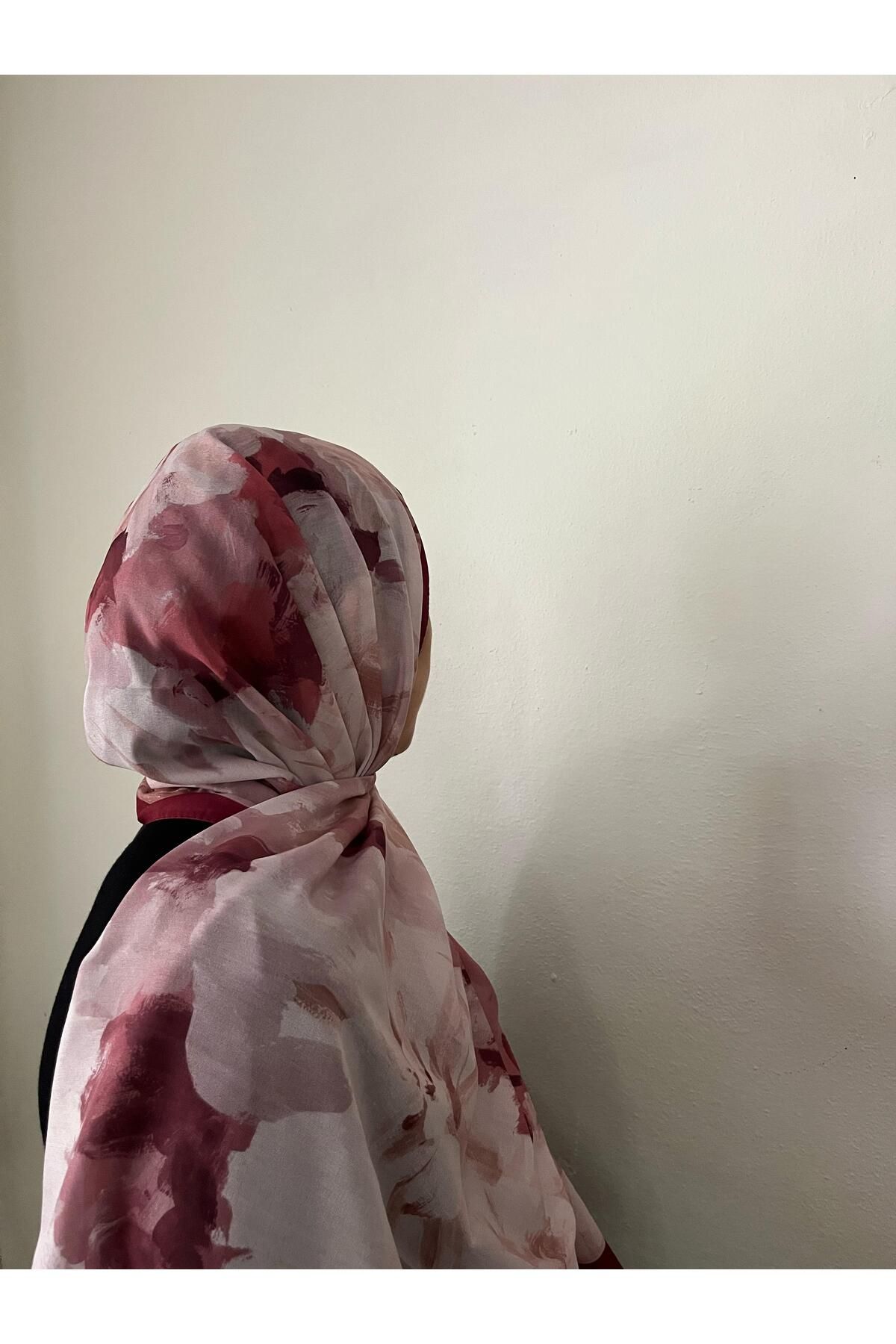 BOUTİCON Çiçek Desenli Bordo Pamuklu Şal