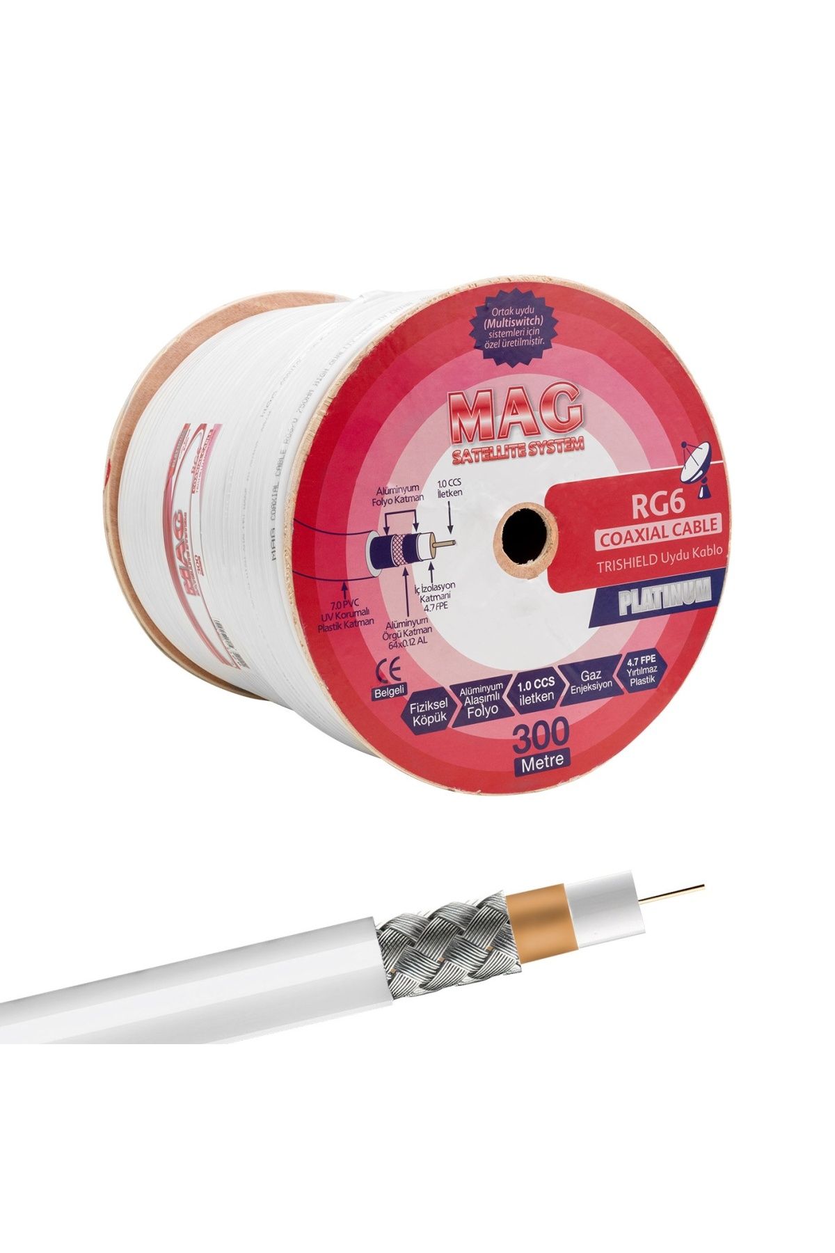 Findit MAG PLATINUM RG6/U4 TRISHIELD 64 TEL ANTEN KABLOSU (300 METRE) (2818)