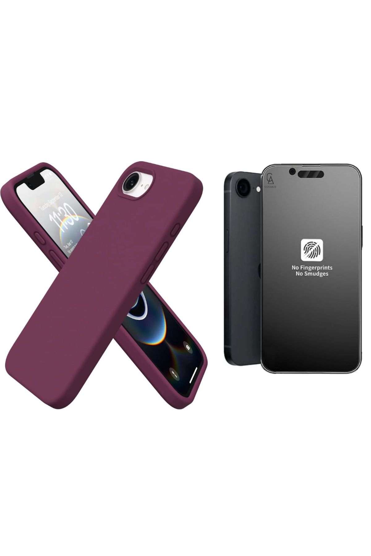 Coolacs Apple iPhone 16E Uyumlu İçi Kadife Lansman Kılıf ve Mat Seramik Tam Kaplayan Cam Ekran Koruyucu