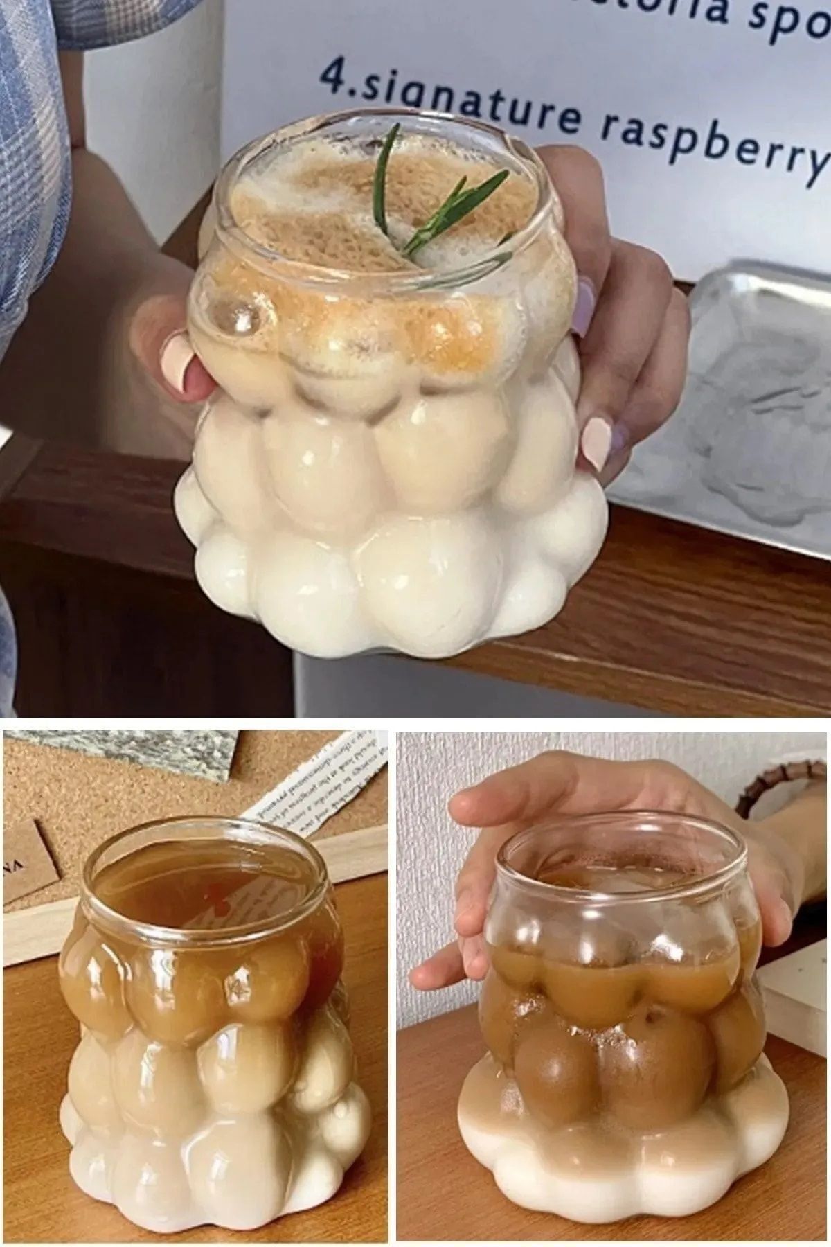 Home 3 adet 350 ml Isıya Dayanıklı Borosilikat Boncuk Şekilli Bardak