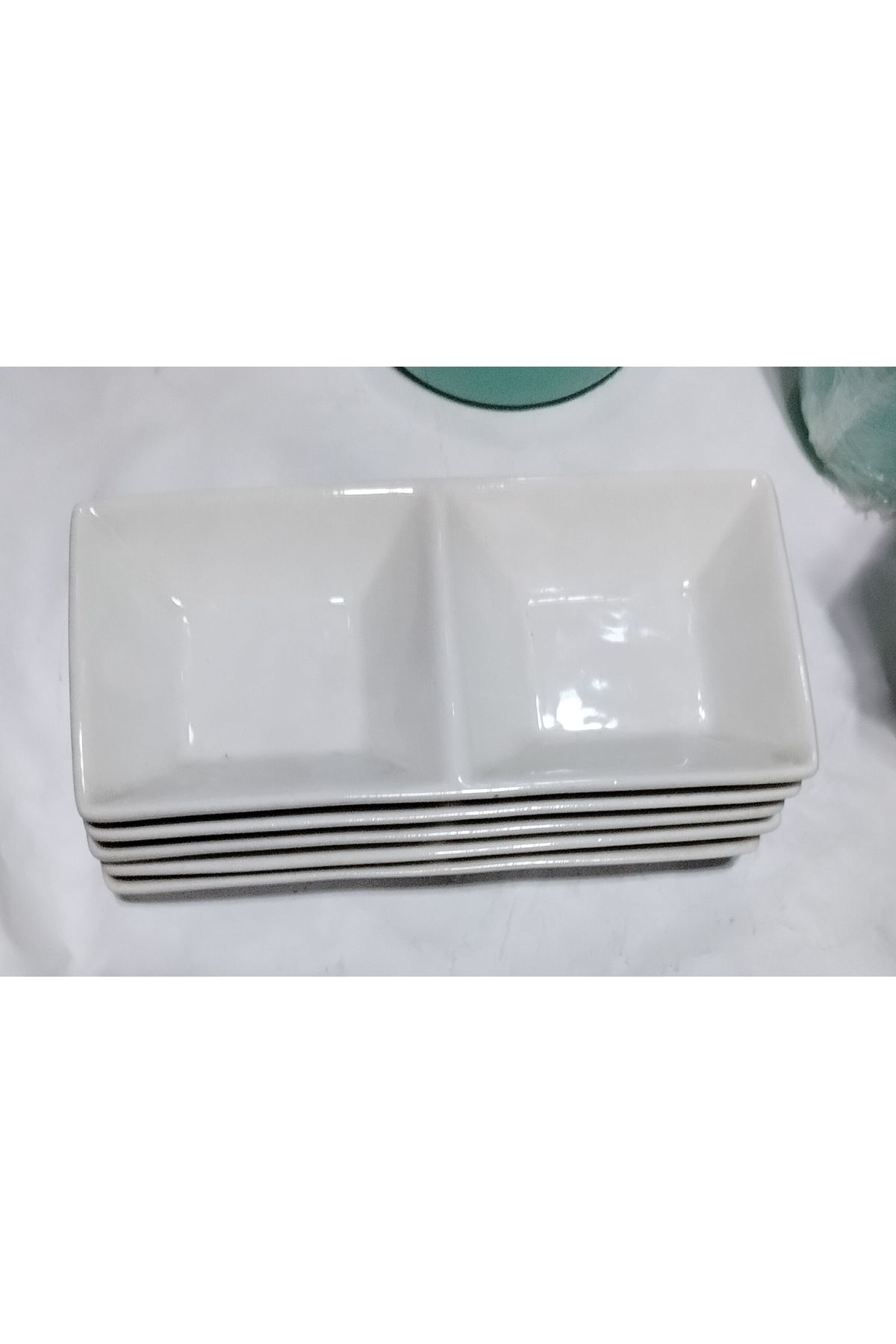 abnturk 2 Bölmeli 5 Adet Porselen Çerezlik Sosluk 16x8