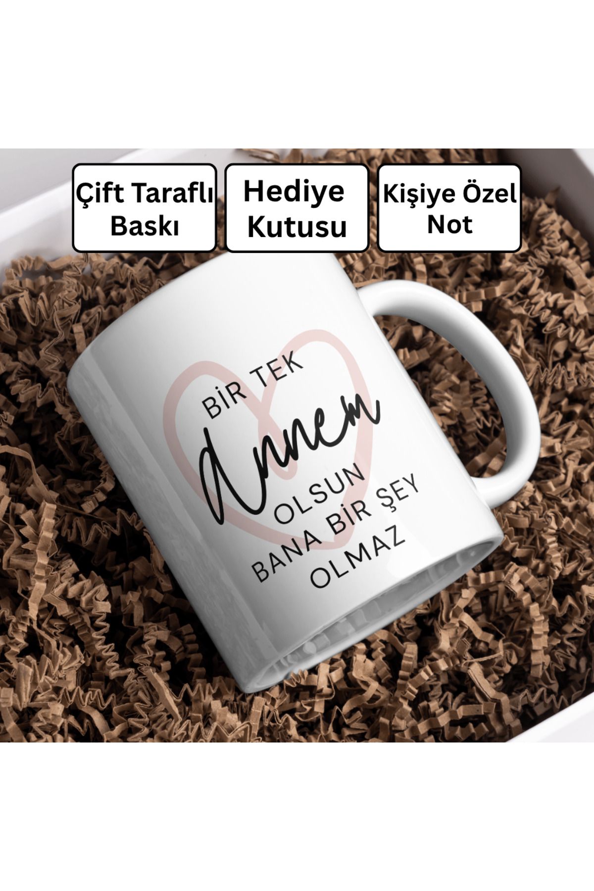 Decorbik Bir Tek Annem Olsun Yeter | Hediye Kutulu + Kişiye Özel Notlu - Duygusal Kupa Tasarımı