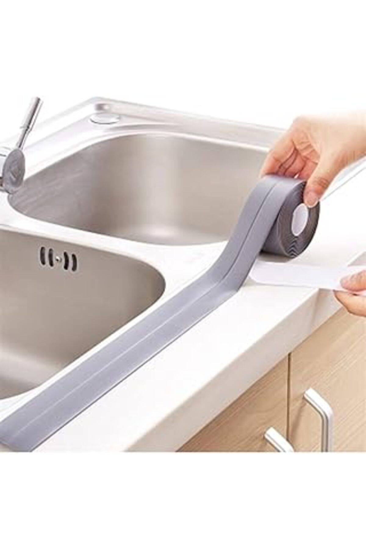 ASİTAN Hombak Gri Duş Pvc Lavabo Küvet Tezgah Kenar Banyo Mutfak Pencere 3,2 Mt Su Sızdırmaz Geçirmez Yalı