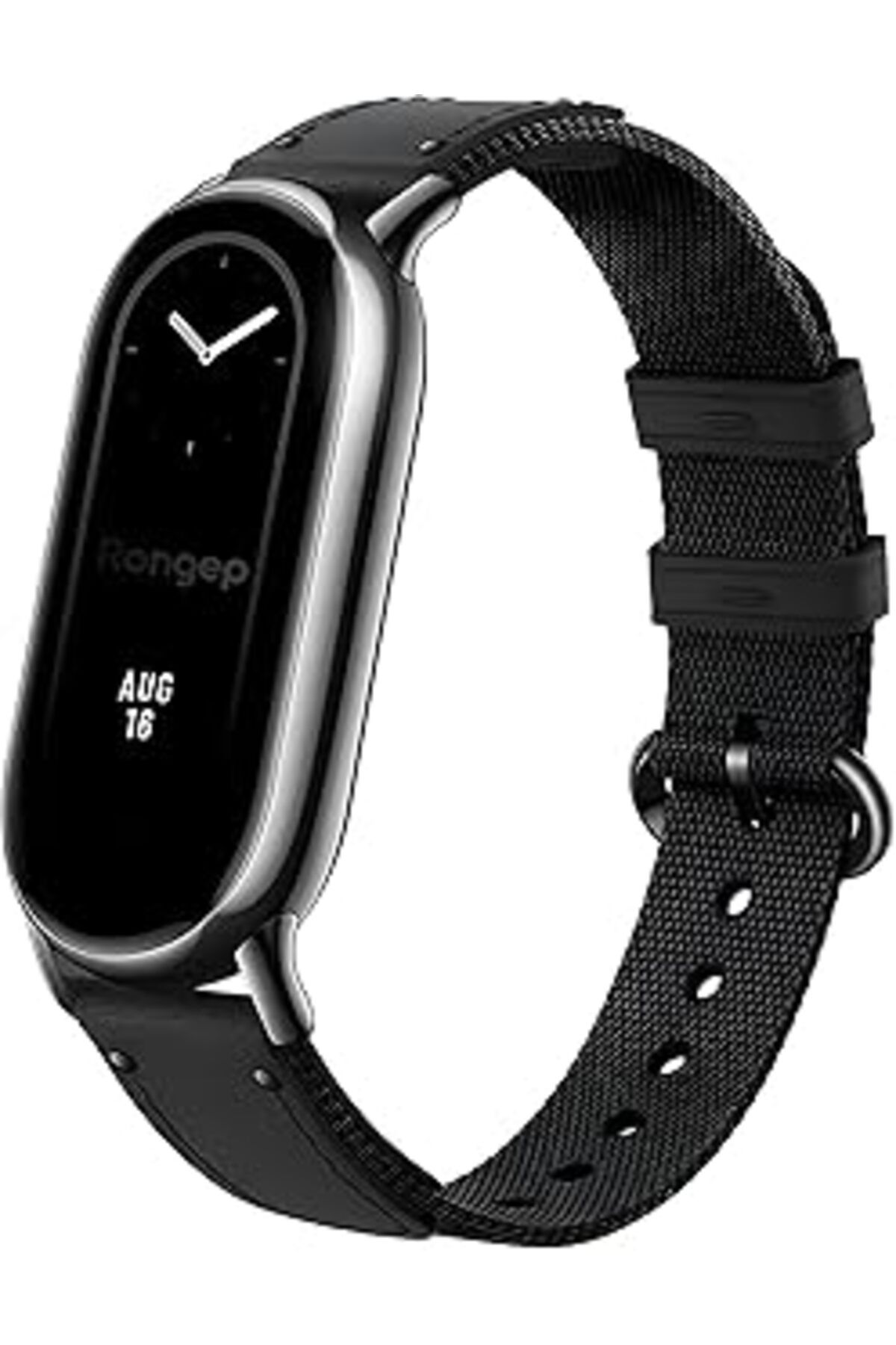 Mu Art Ahşap Rongep Mi Band 8 İle Uyumlu İnce Ve Hafif Tasarımlı Bilekte Terleme Yapmayan Çift Katmanlı Naylon D