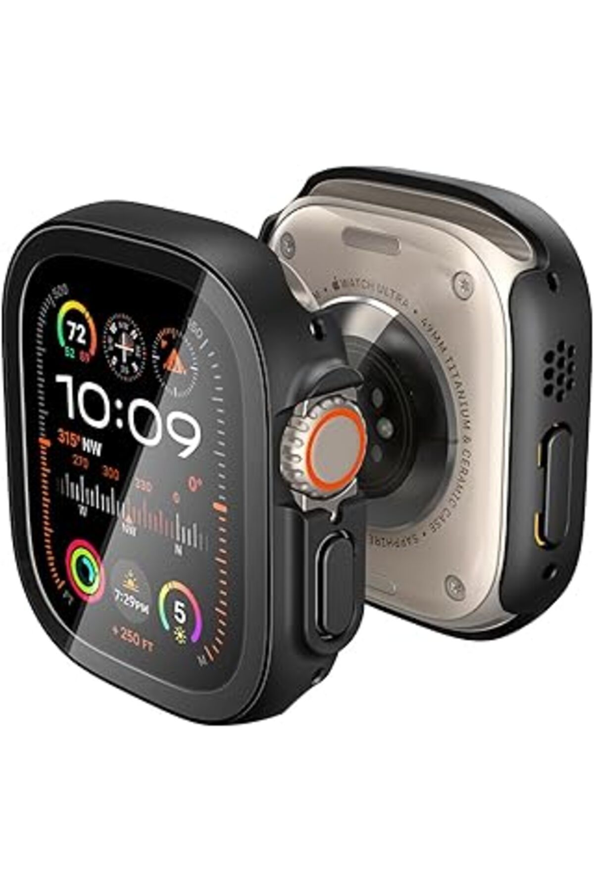 Pazarcan Watch 49Mm (Ultra 2/1) Kılıf Thin Fit 360 + Cam Ekran Koruyucu Black - Acs05558