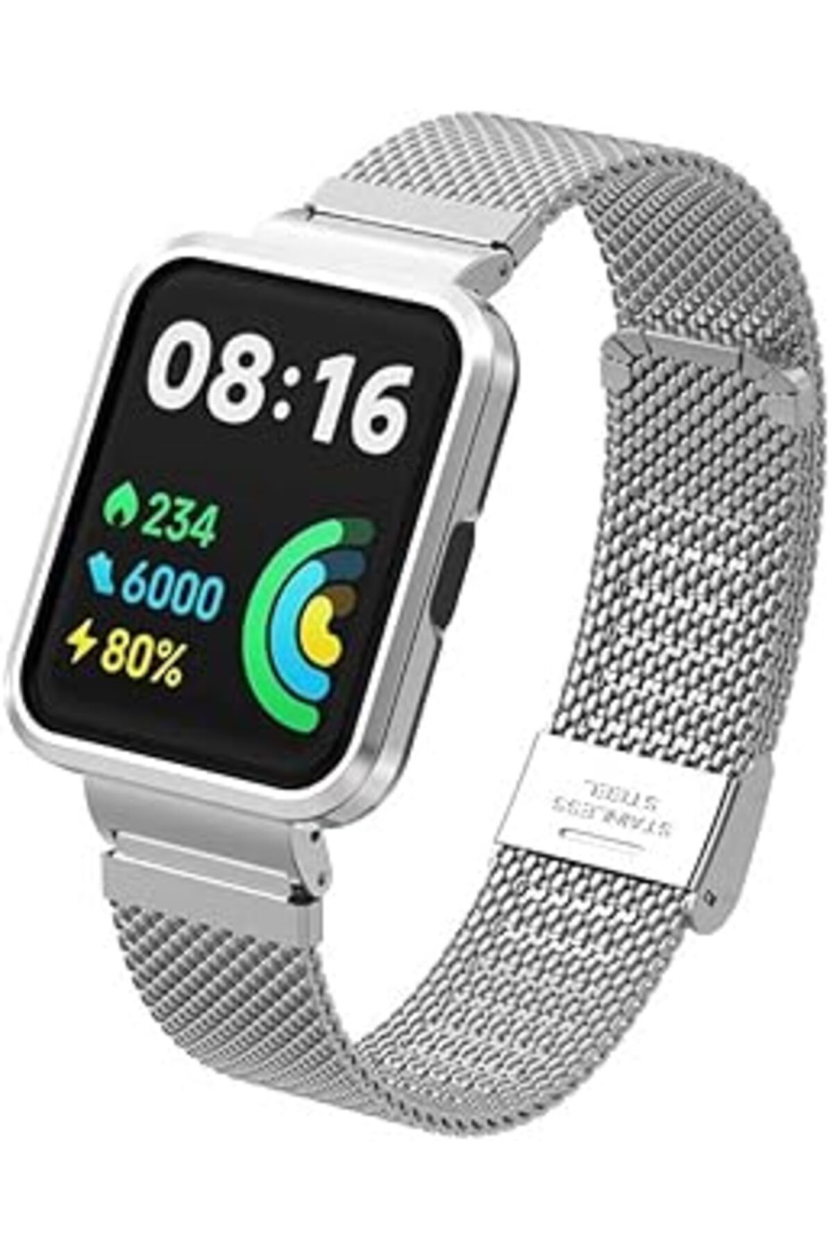 Qedii Zore İle Uyumlu Redmi Watch 2 Lite Krd-66 Metal Kordon Gümüş