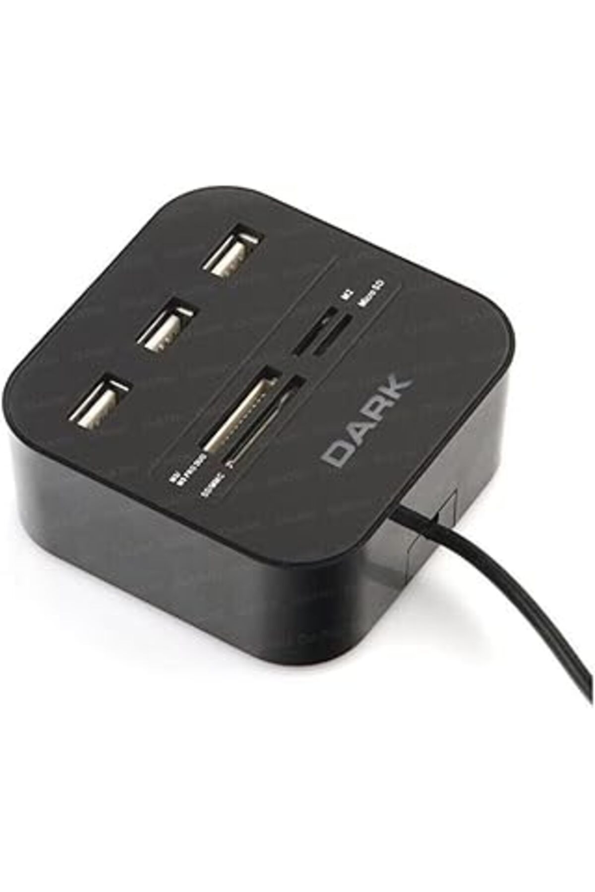 ASİTAN Dark Usb 2.0 Çoklu Kart Okuyucu Ve 3Xusb 2.0 Çoklayıcı Hub, Siyah