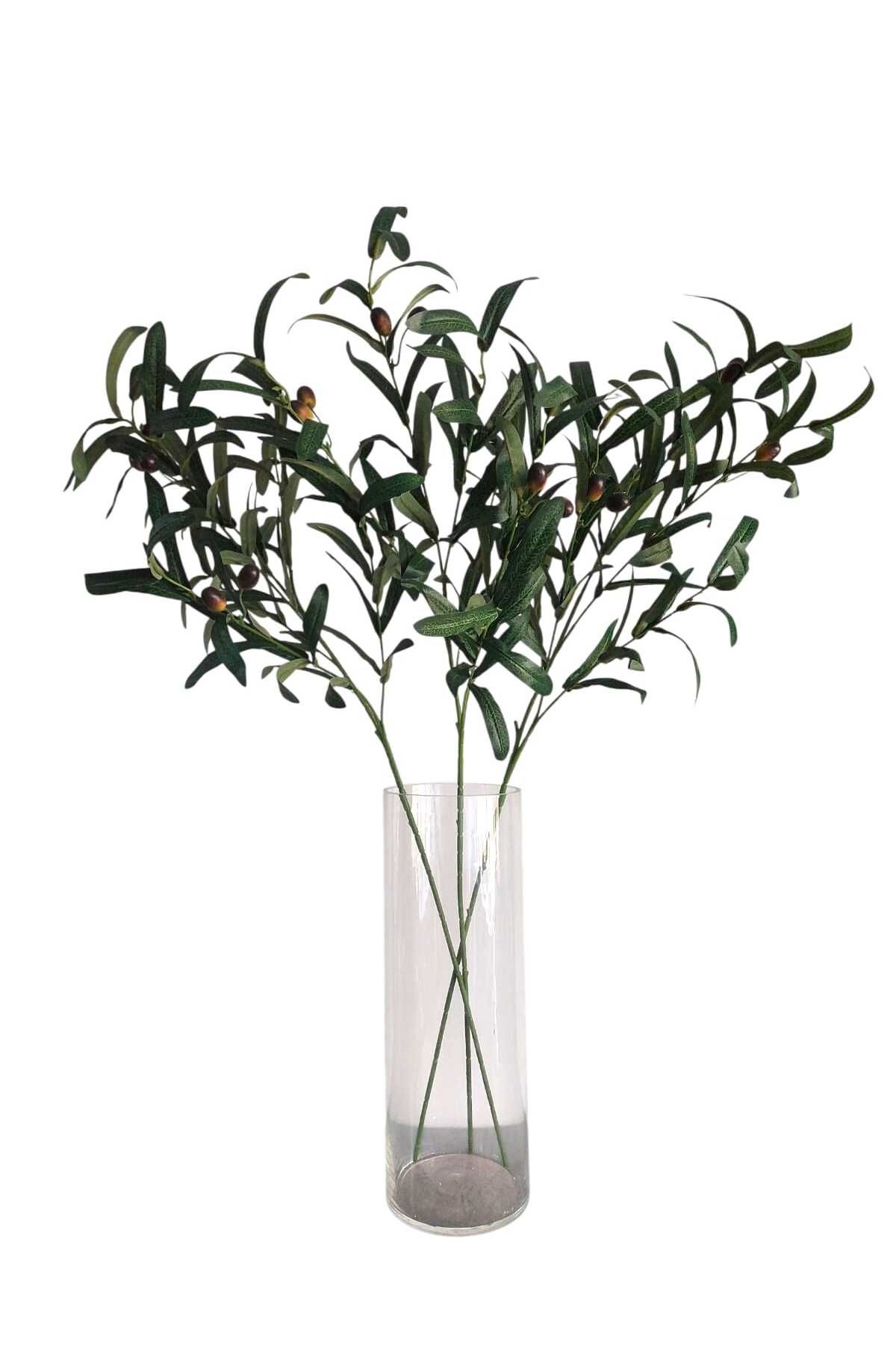 MAKİ DEKOR Dekoratif, Salon ,vazo Için , Modern Yapay Çiçek Zeytin Dalı 3 Lü 90 Cm