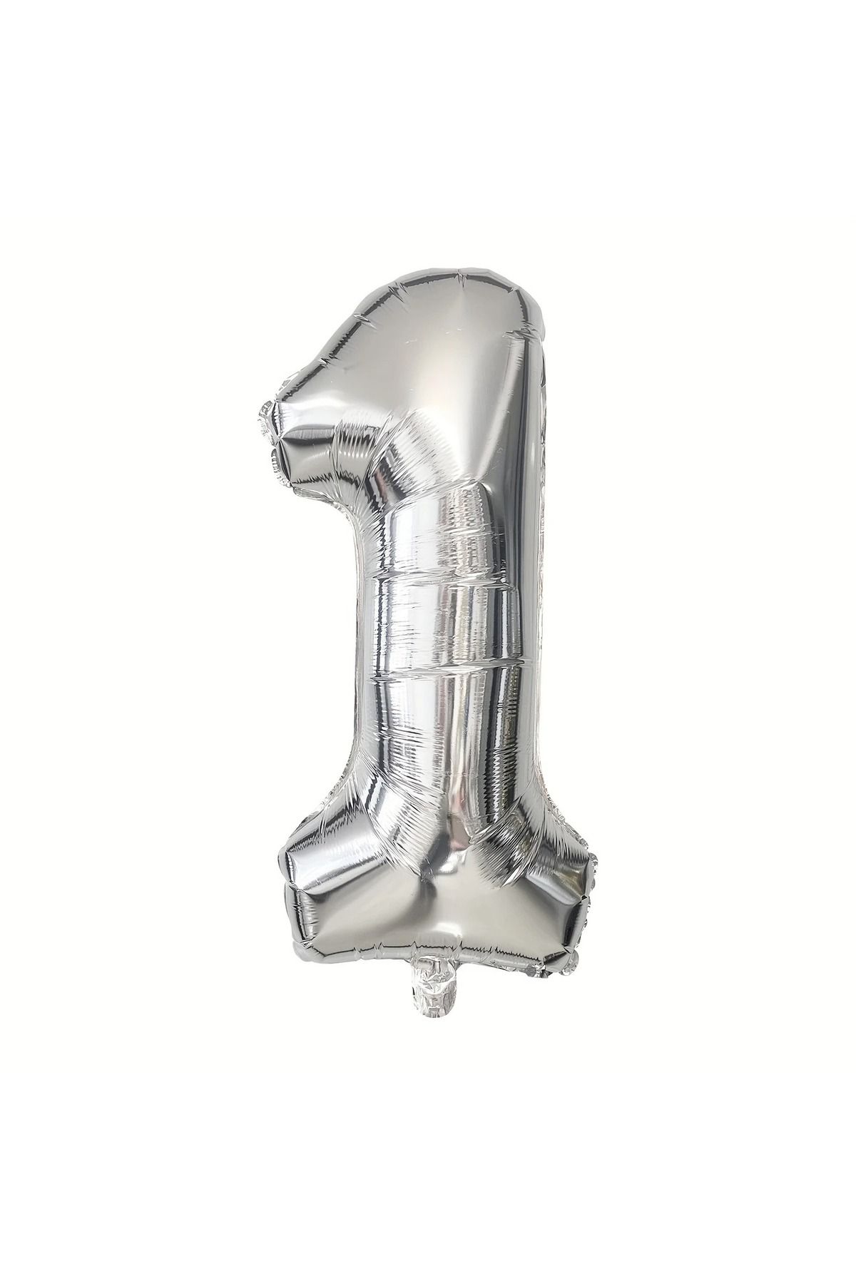 PartyPoo Gümüş Rakam Folyo Balon 1 Rakamı Gümüş Renk 100cm -Rakam Balon -1 Yaş Doğum Günü Balonu