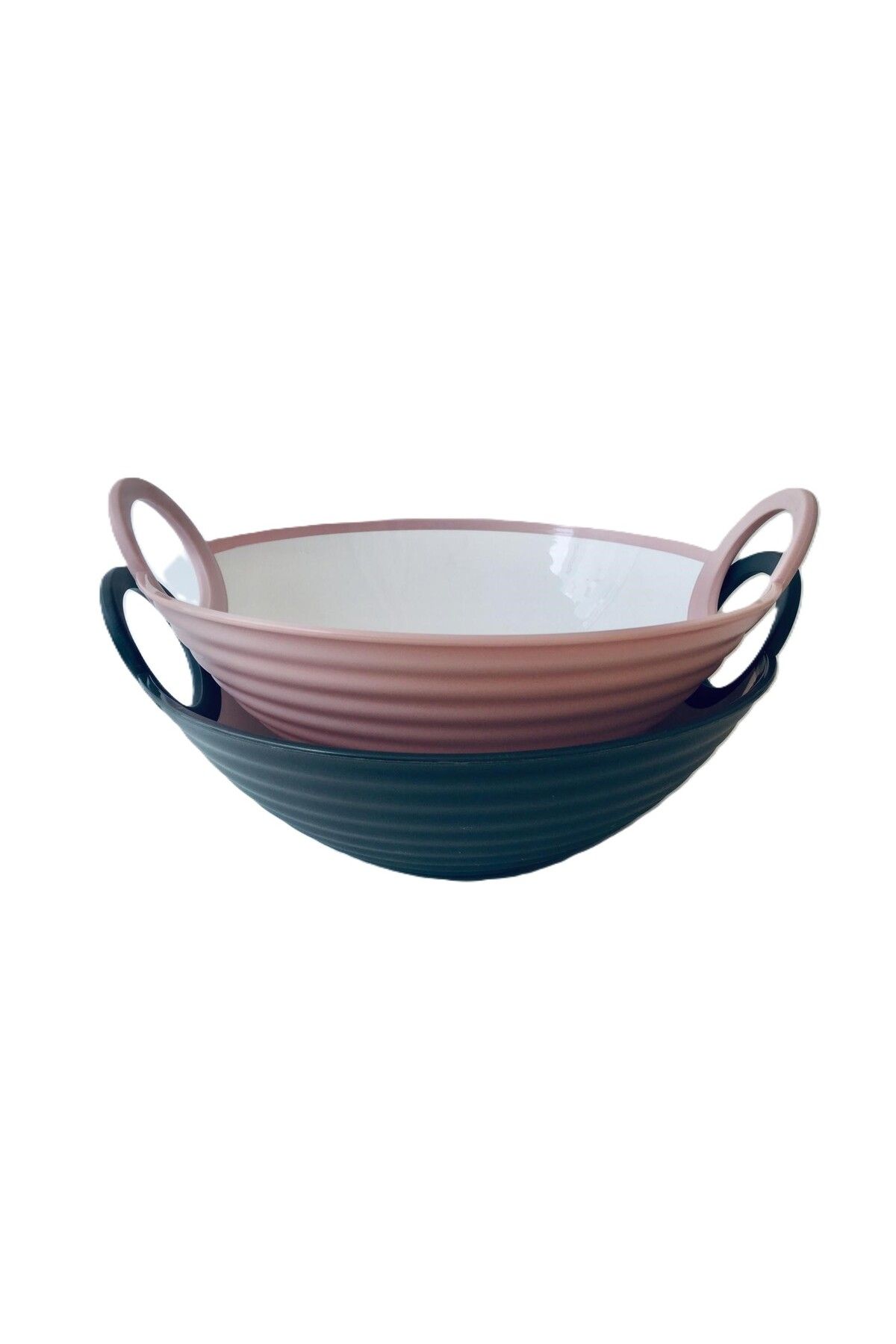 HOBBY LİFE 2'li Büyük Boy Salata Kasesi-2800 ml & 27,3 x 30 x 12.5 cm/ -Gri & Pembe
