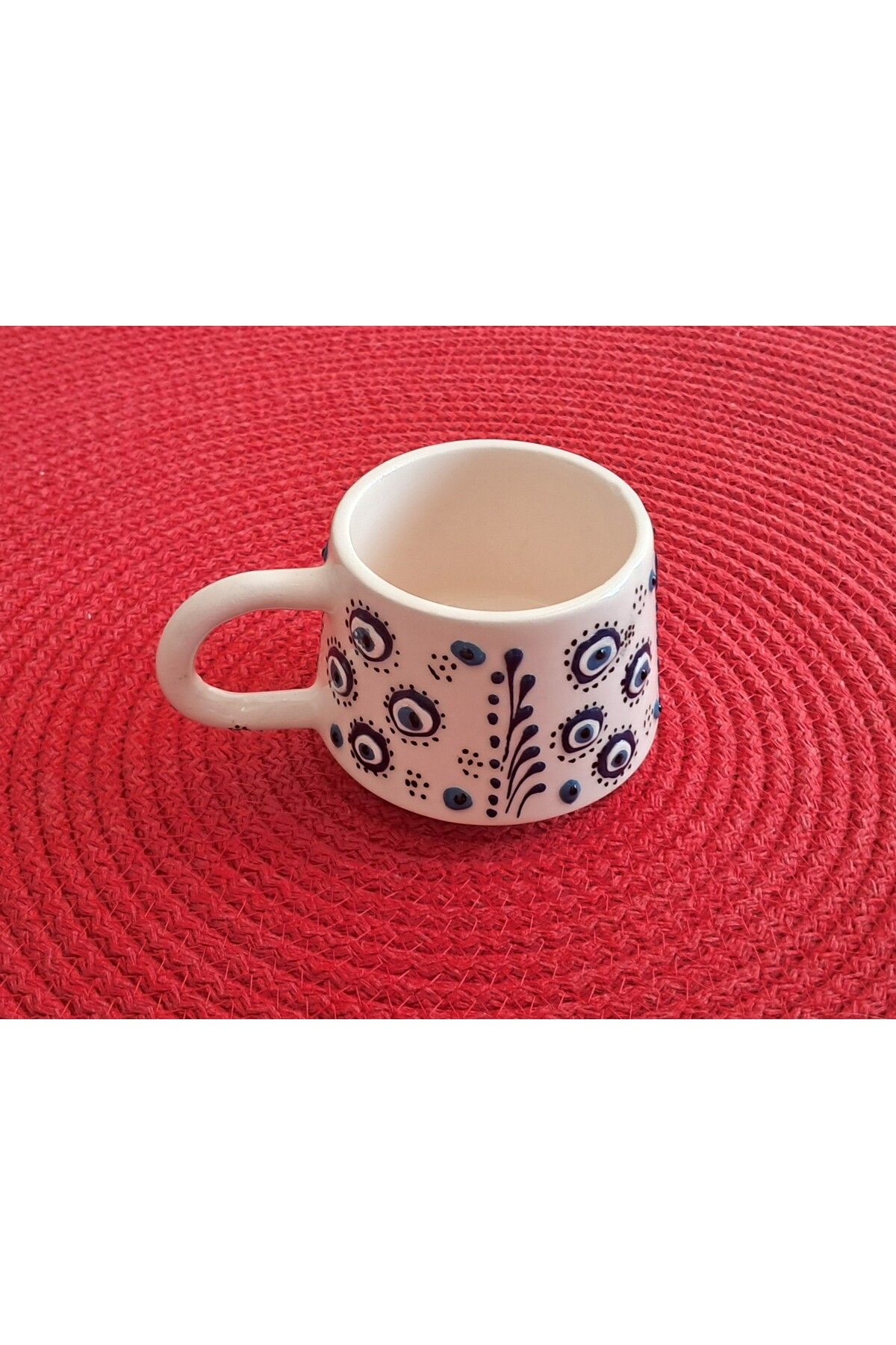Artiser Nazar Dekorlu Seramik Kupa, Nazar Dekorlu Seramik Mug, El Yapımı Seramik Kupa
