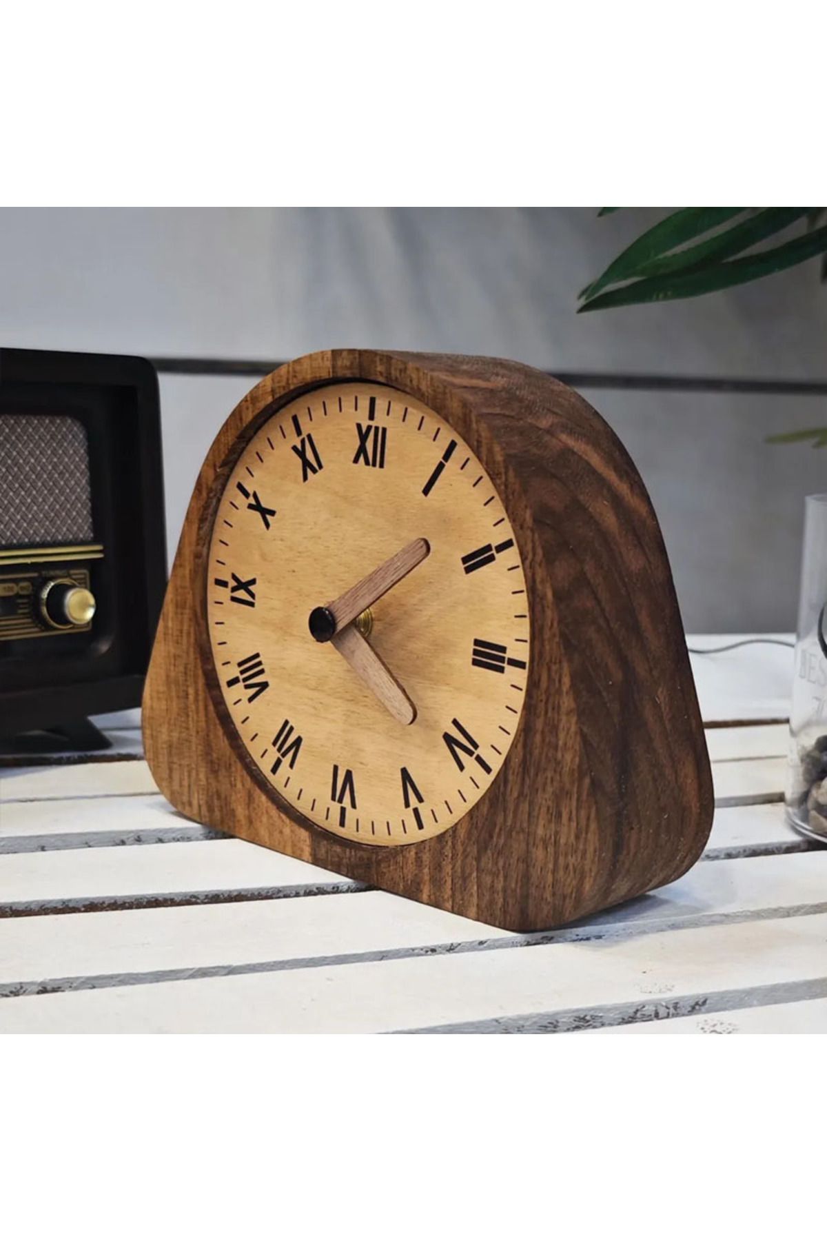 CNZ WOOD Kurumsal Ceviz Masa Saati Hediyesi