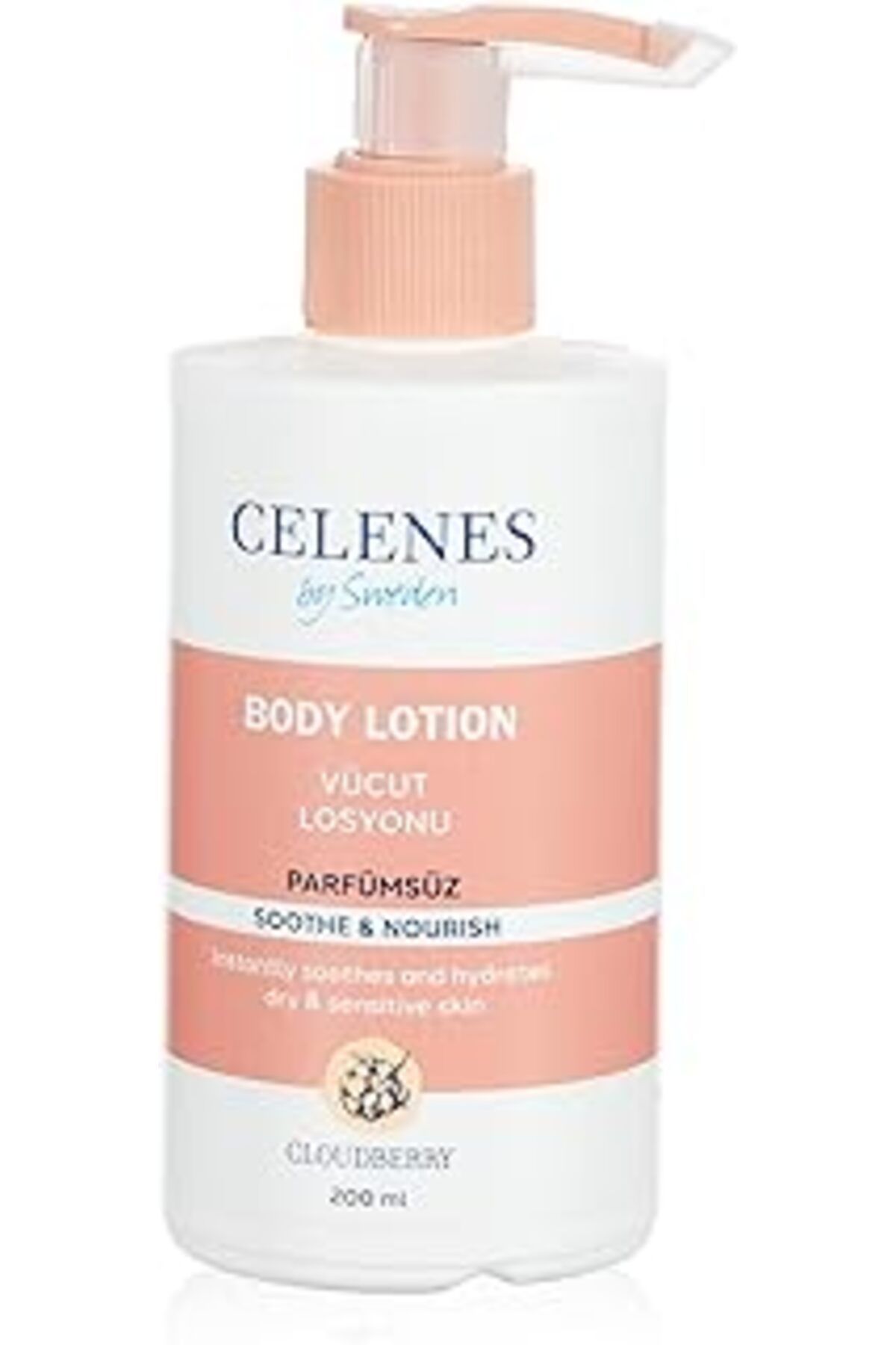 Pazarcan Celenes Cloudberry Vücut Losyonu Kuru/Hassas Ciltler Parfümsüz (200 Ml)
