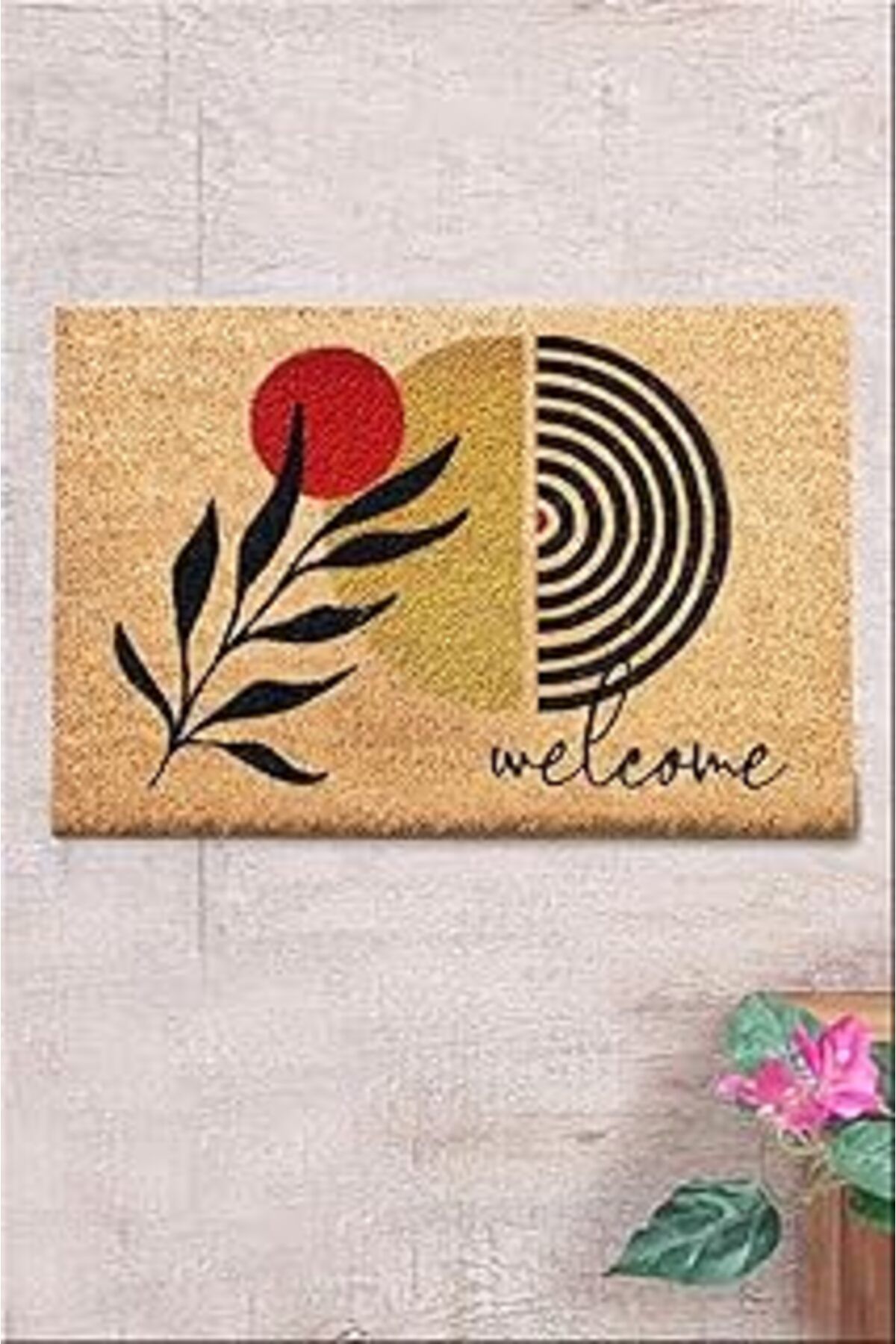 Mu Art Ahşap Chilai Home Coco Arighe 40X60 Cm Doğal Koko Kıl Paspas,Hindistan Naturel Kapı Önü Paspası