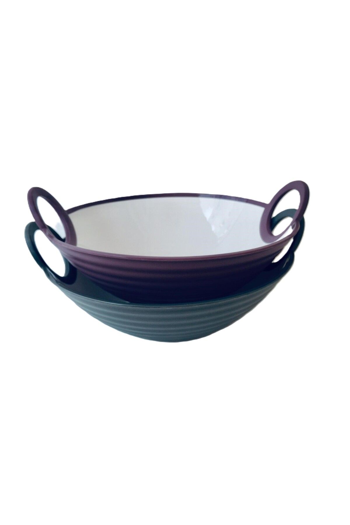HOBBY LİFE 2'li Büyük Boy Salata Kasesi-2800 ml & 27,3 x 30 x 12.5 cm/ -Gri & Mor