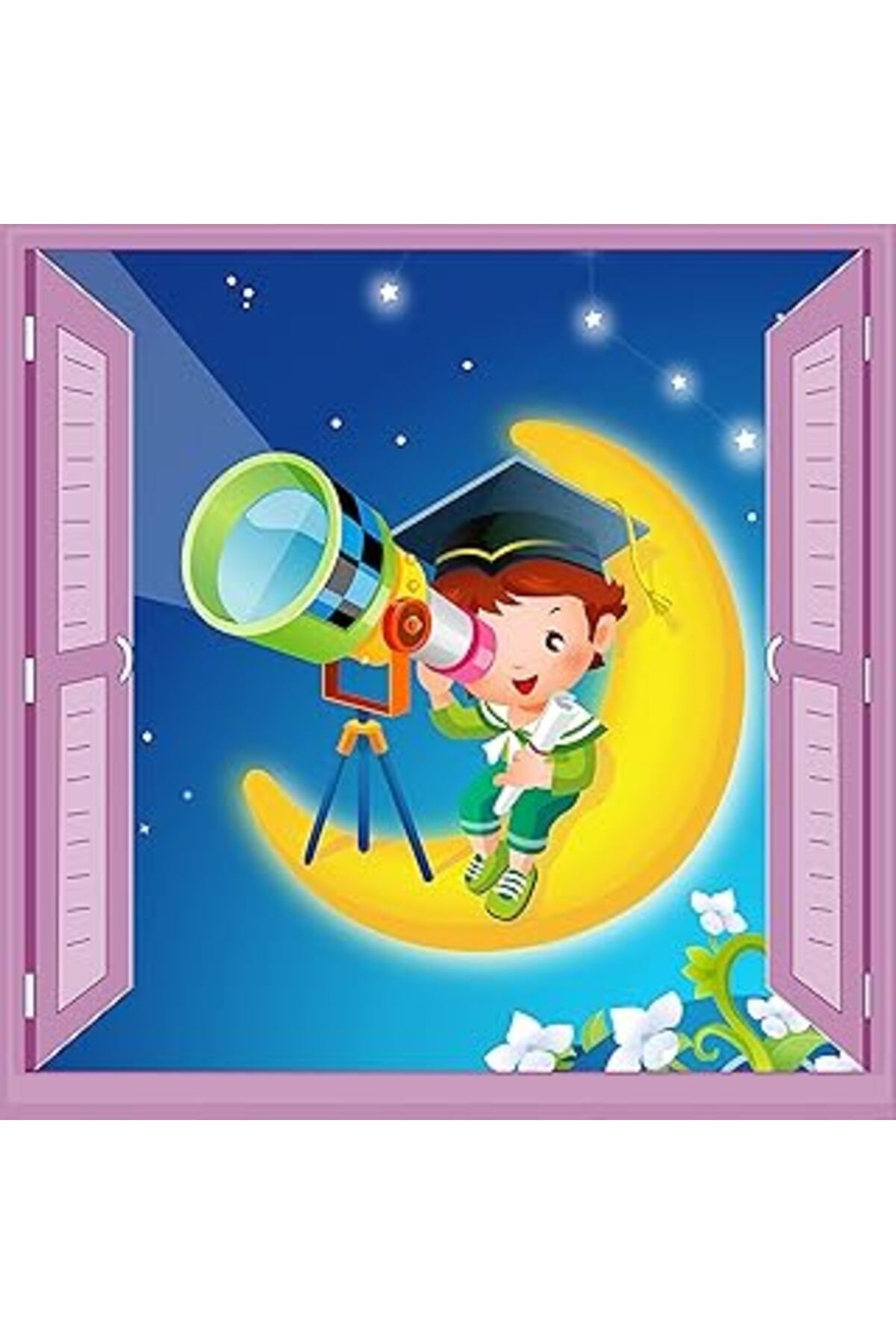 ASİTAN Çocuk Odası Bebek Odası Pencere Poster Duvar Kağıdı Teleskop