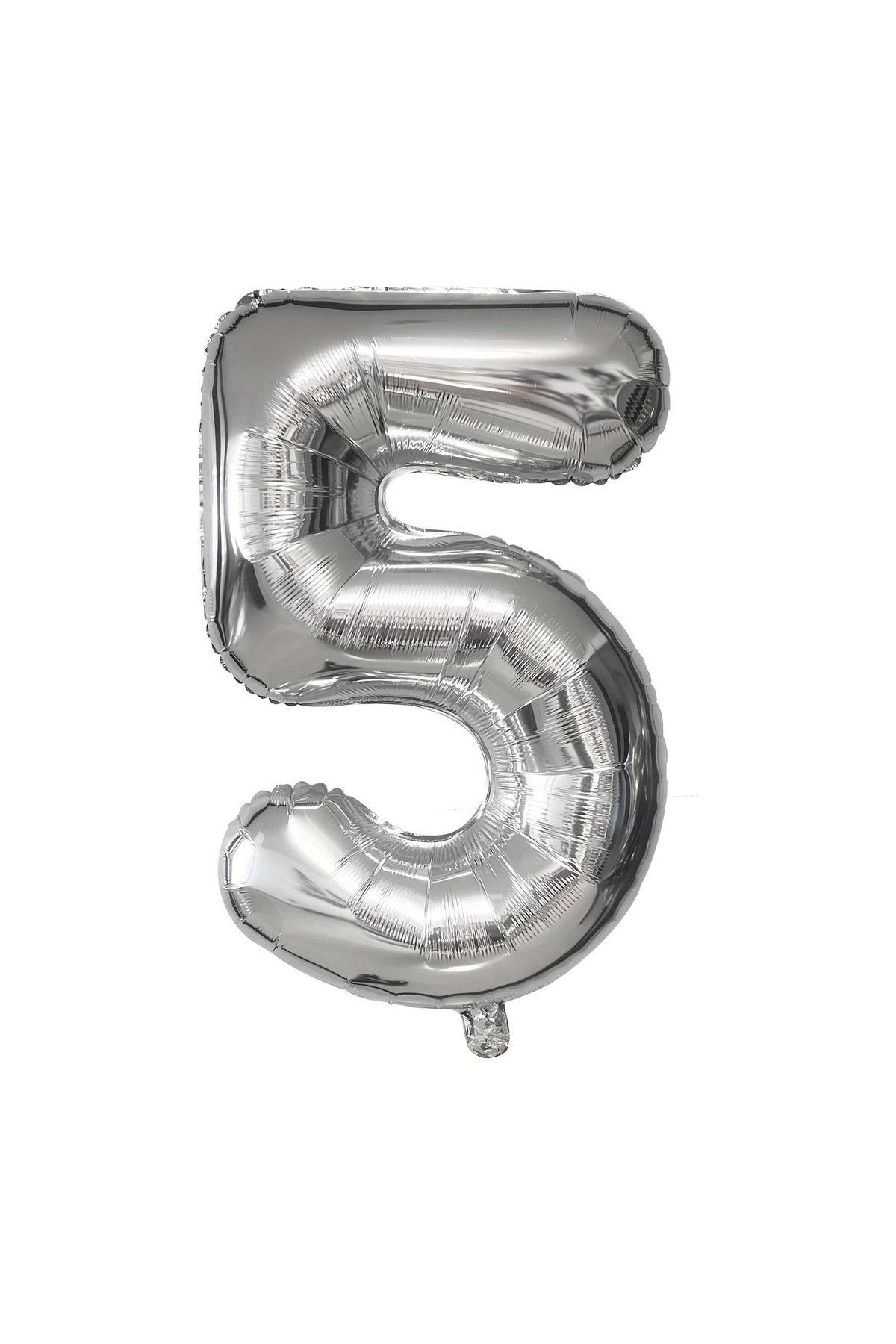 PartyPoo Gümüş Rakam Folyo Balon 5 Rakamı Gümüş Renk 100cm - Rakam Balon - 5 Yaş Doğum Günü Balonu
