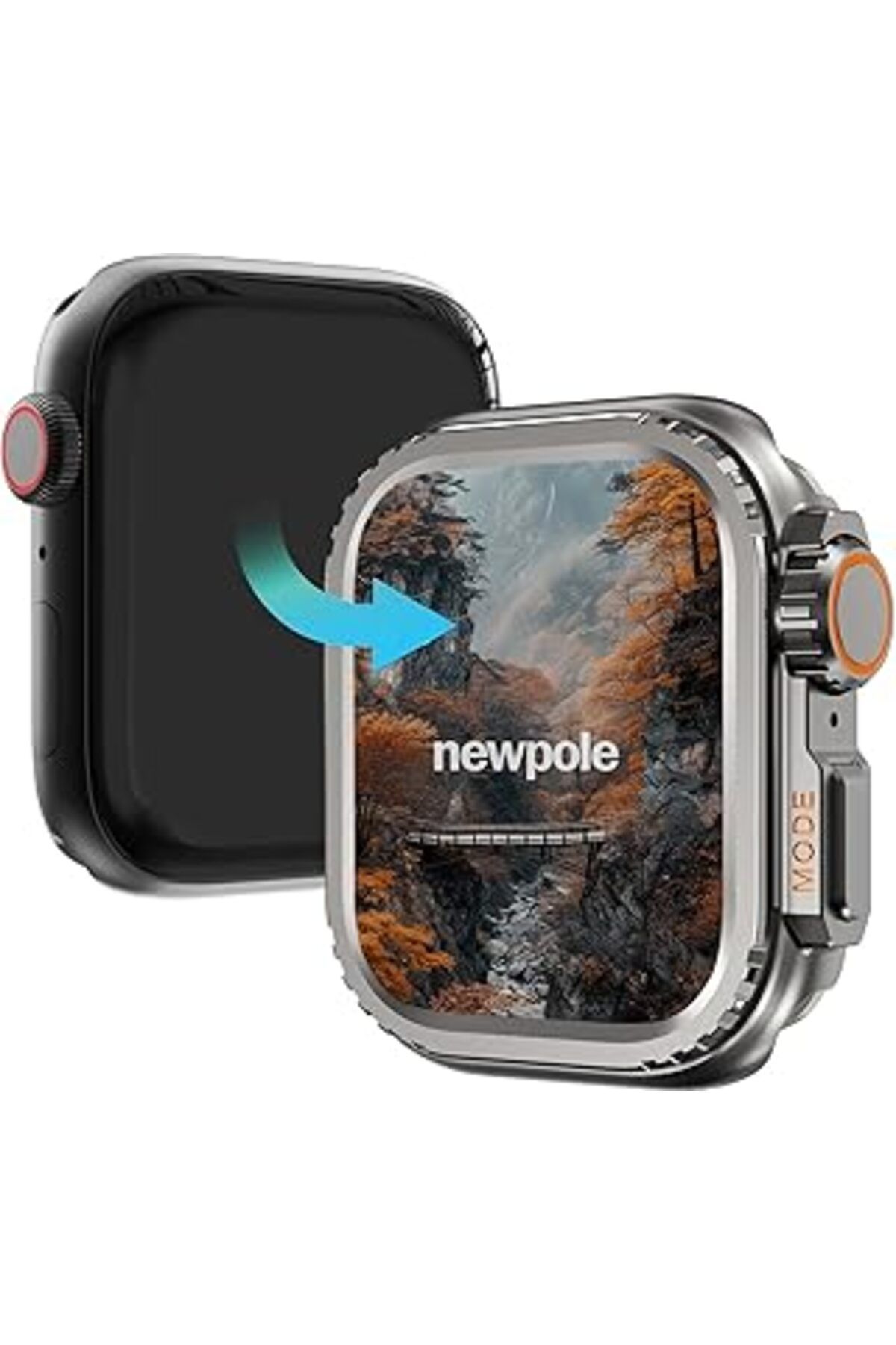 Qedii Newpole Apple Watch 9 8 7 45Mm Için Kılıf Metal Sert Kılıf Cihazınızı Watch Ultra Görünümü Verir 36