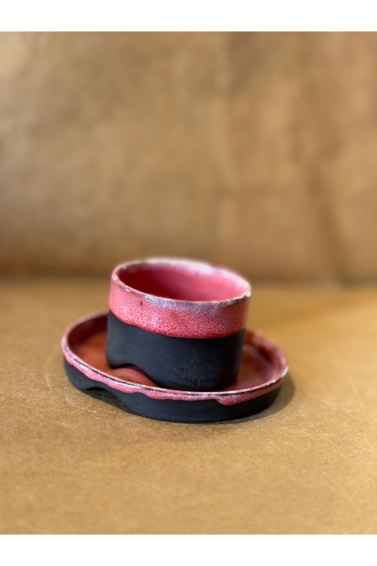 Kos art Studio Stoneware Tabaklı Türk Kahvesi Fincanı