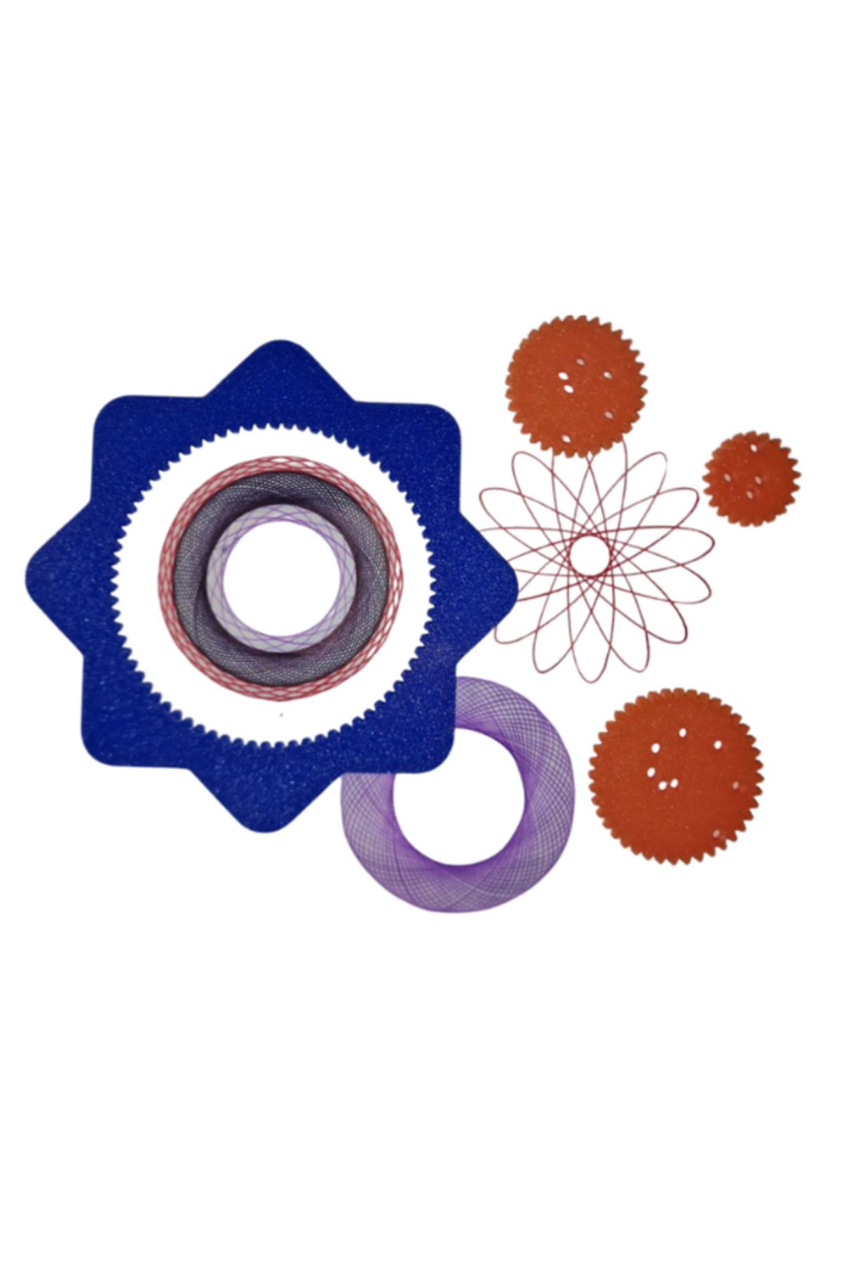 Vinius 4'Lü - Balık Sırtı Spirograf Çizim Şablonu - Geometrik Desenler Motif Cetveli Eğitici Oyuncak Şablon