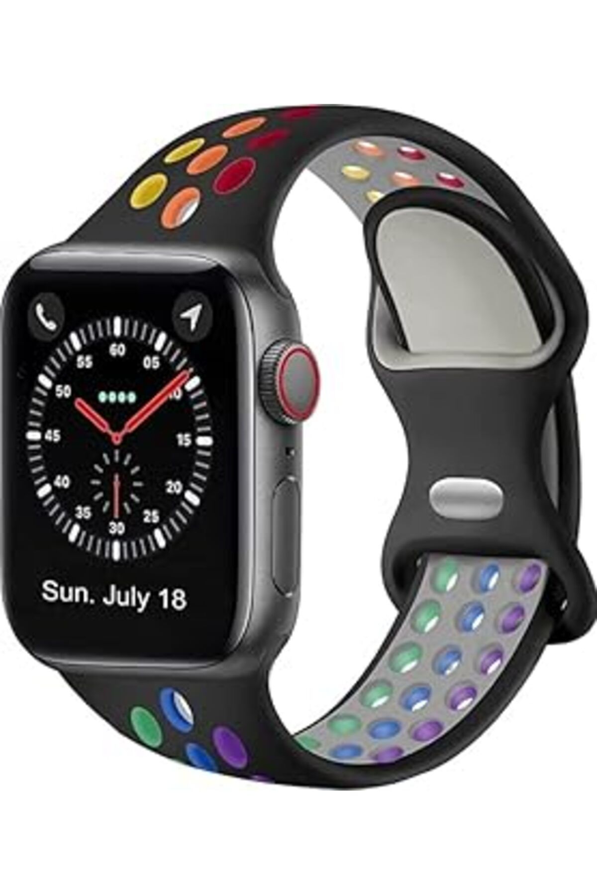 Pazarcan Happy Trend Apple Watch Seri 1/2/3/4/5/6/7/se Delikli Silikon Akıllı Saat Kordon Kayış 42-44-45mm
