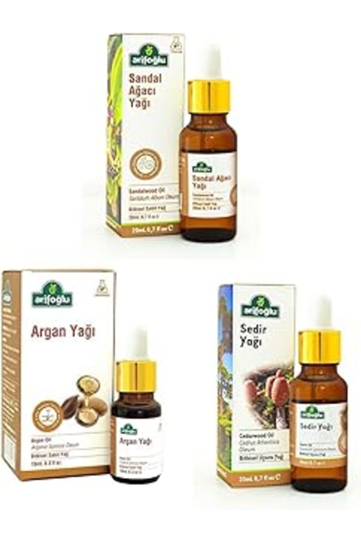 Pazarcan Oryantel Aromaterapi Seti: Sandal Yağı 20 Ml+ Sedir Yağı 20 Ml+ Argan Yağı 10 Ml