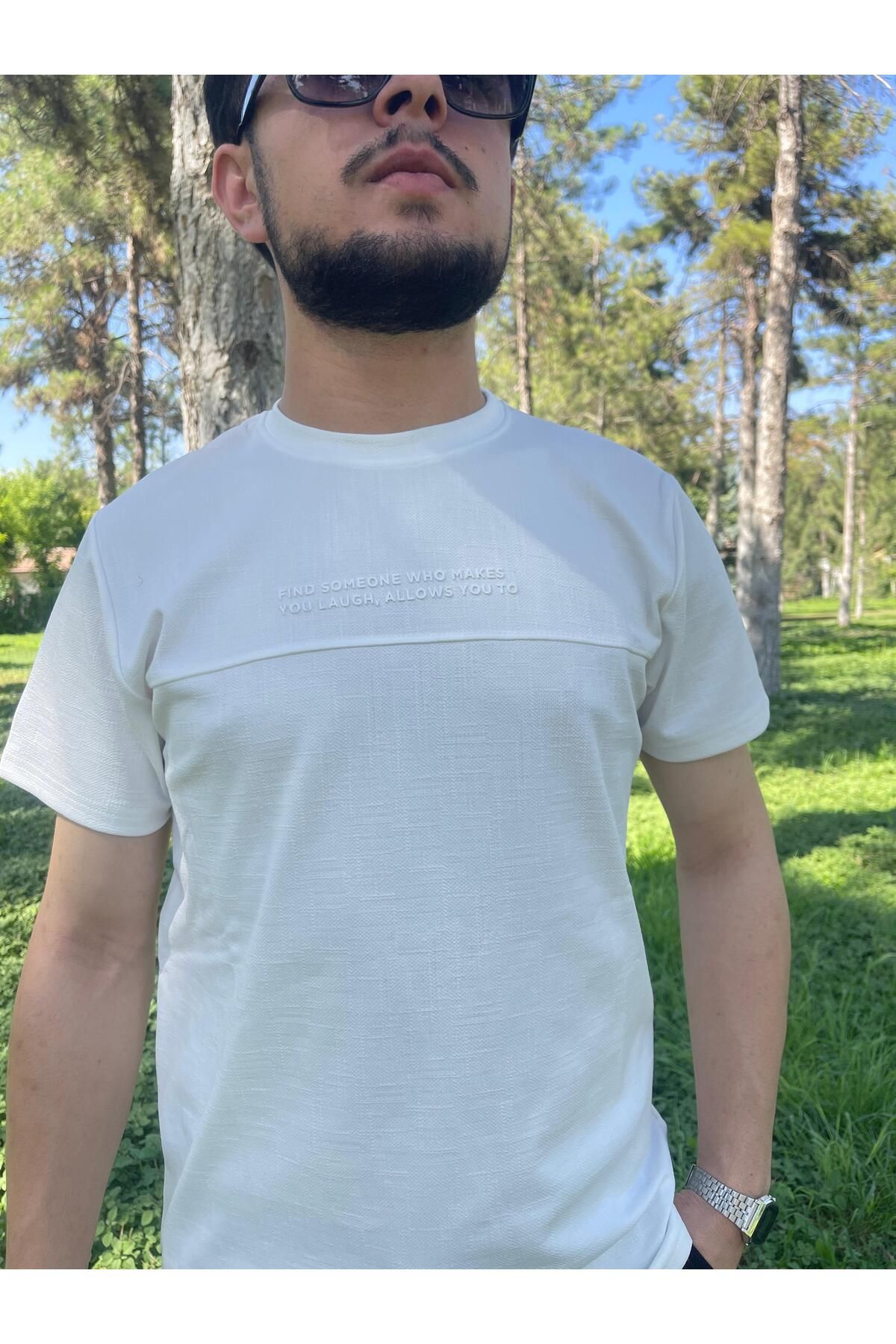 VANESSADESİGNTR Erkek Düz Kesim Minimal Yazılı Tişört