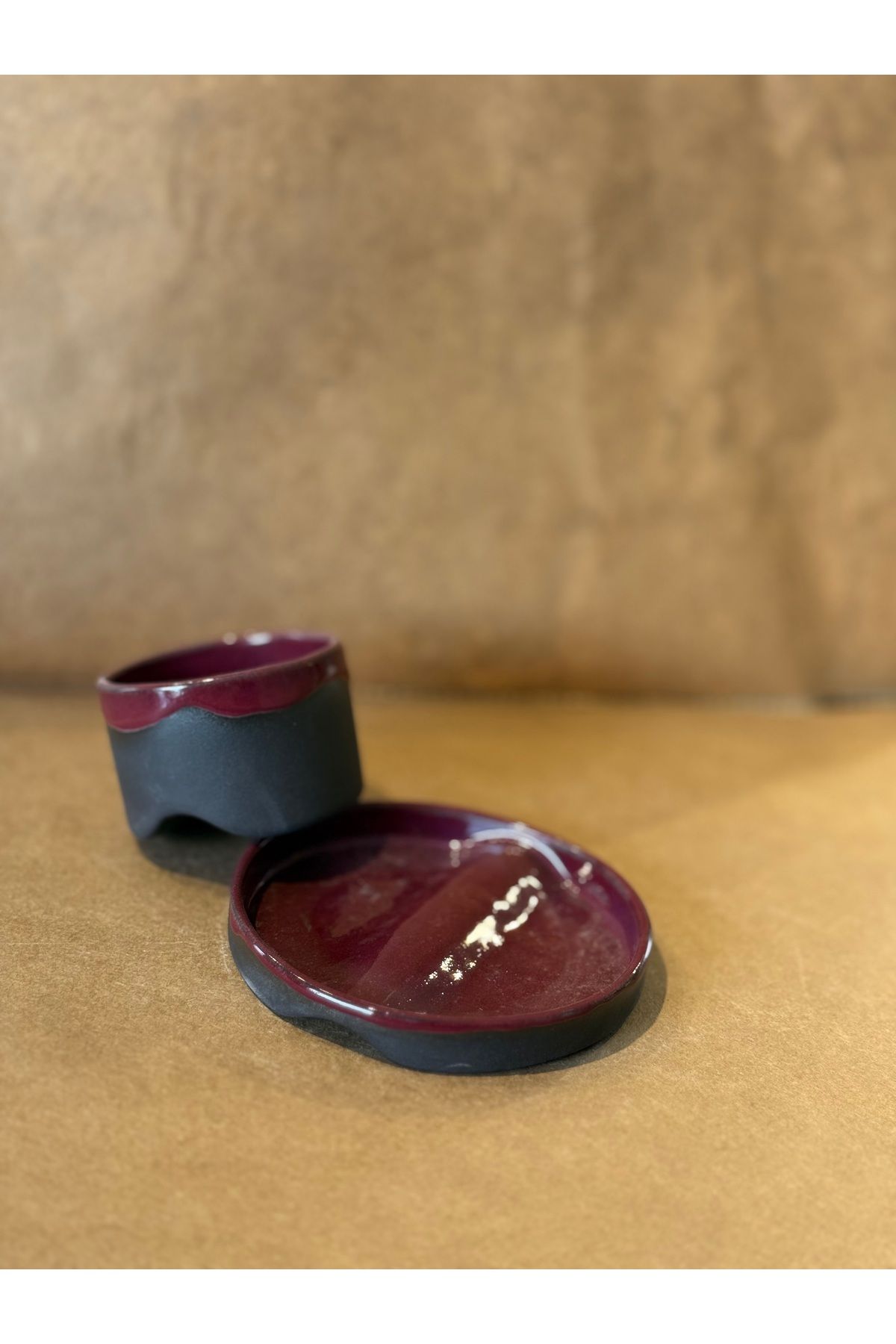 Kos art Studio Stoneware Tabaklı Türk Kahvesi Fincanı
